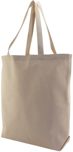 School Smart Canvas Large Washable Tote Bag - 16.75 x 17.5 x 5 Inches, Natural Color - Perfect for School, Beach, Shopping & Travel
