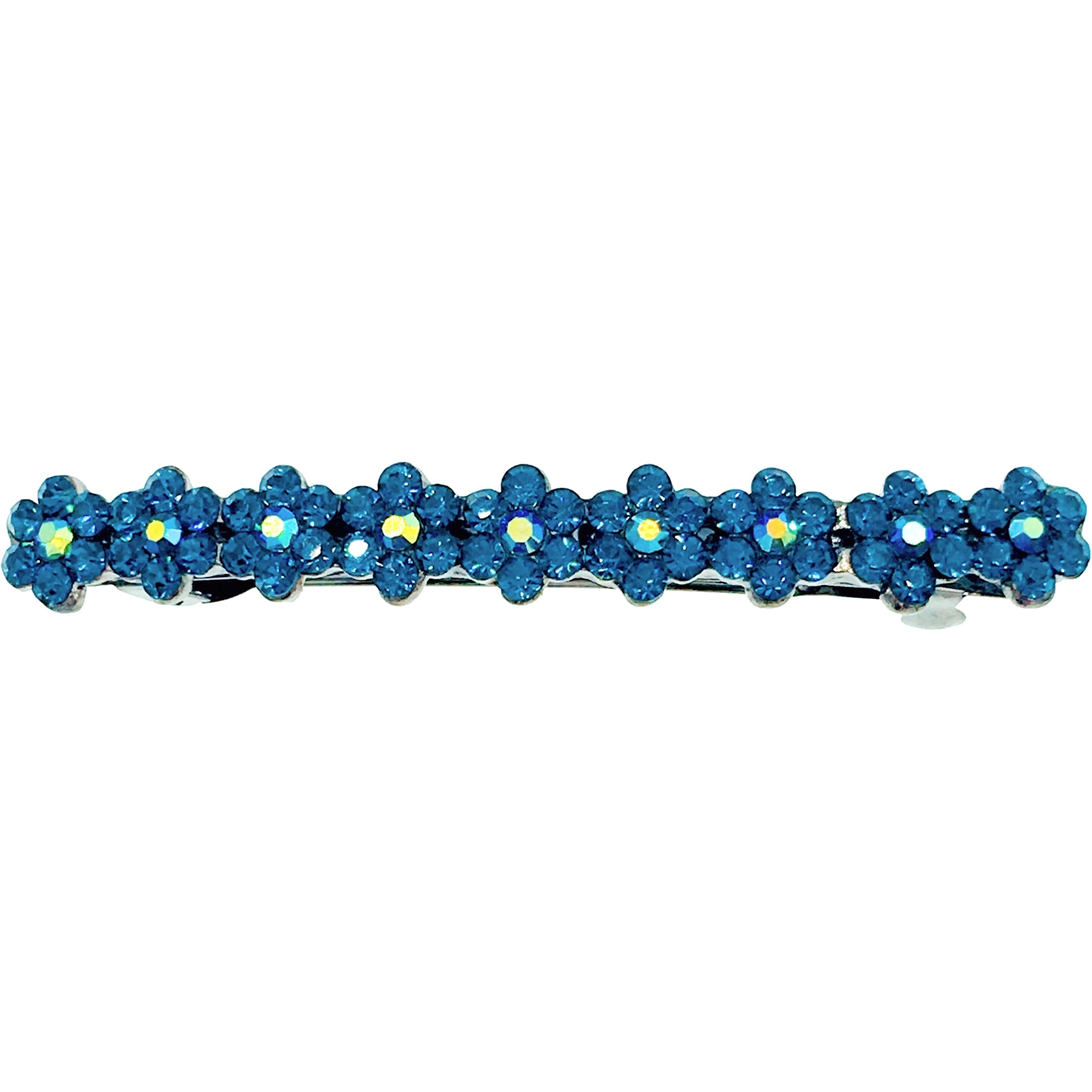 Swarovski Crystal Small Daisy Barrette Hair Clip - Black Base with Blue, Pink, Red, Purple, Green, Gray, Brown & AB Colors | Perfect for Weddings, Parties & Everyday Hair Accessories