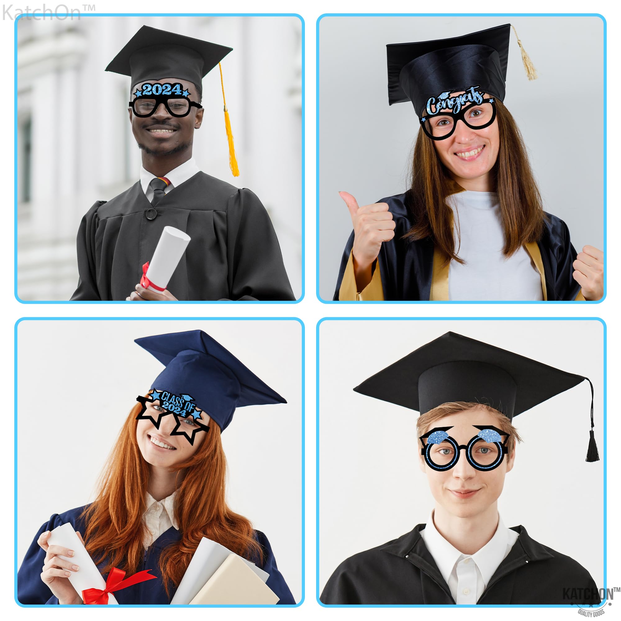 KatchOn Blue Graduation Glasses 2024 - Pack of 12 | Class of 2024 Graduation Party Decorations, Photo Booth Props & Party Favors | Perfect for Graduation Ceremonies, Photo Shoots & Celebration Events
