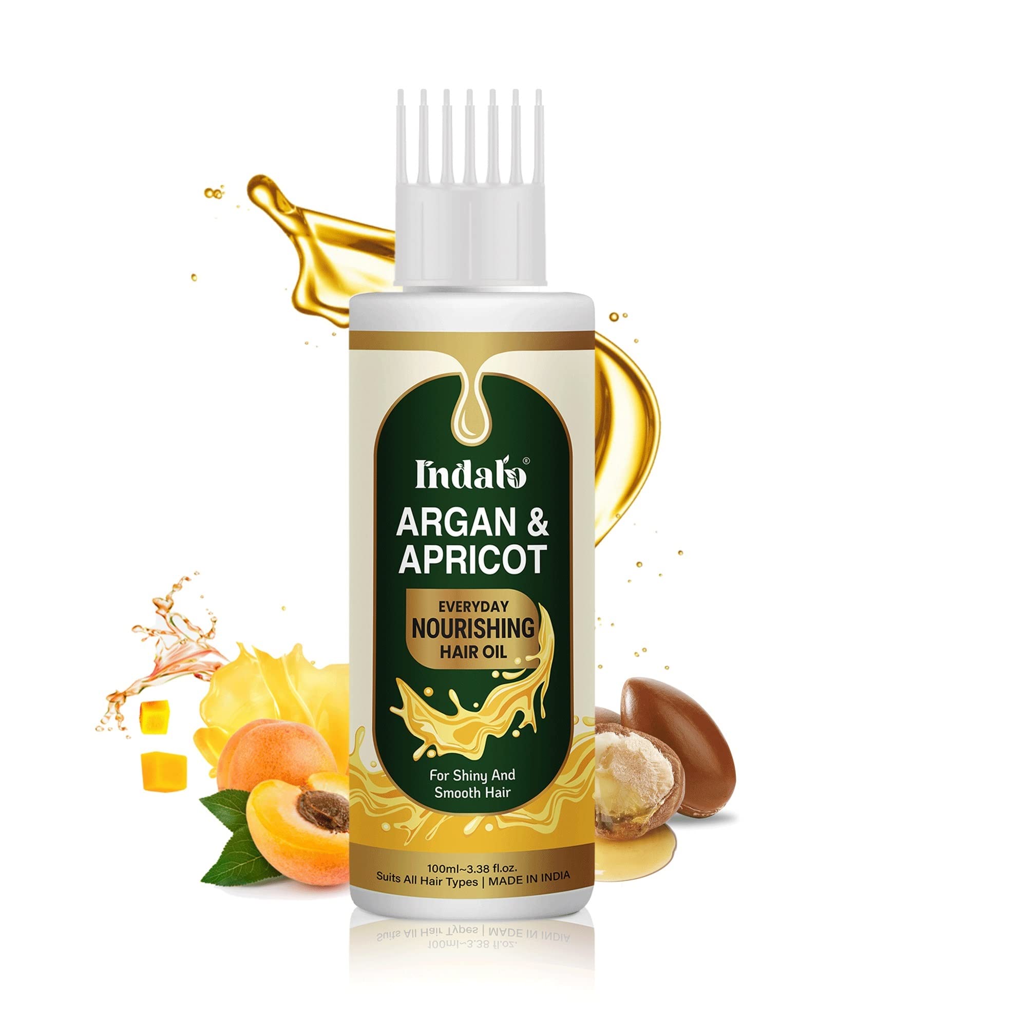 Indalo Argan & Apricot Hair Oil - 100ml Nourishing Treatment for Smooth, Shiny, Frizz-Free Hair | Reduces Dryness | Paraben & Sulfate Free | Perfect for Daily Hydration & Styling