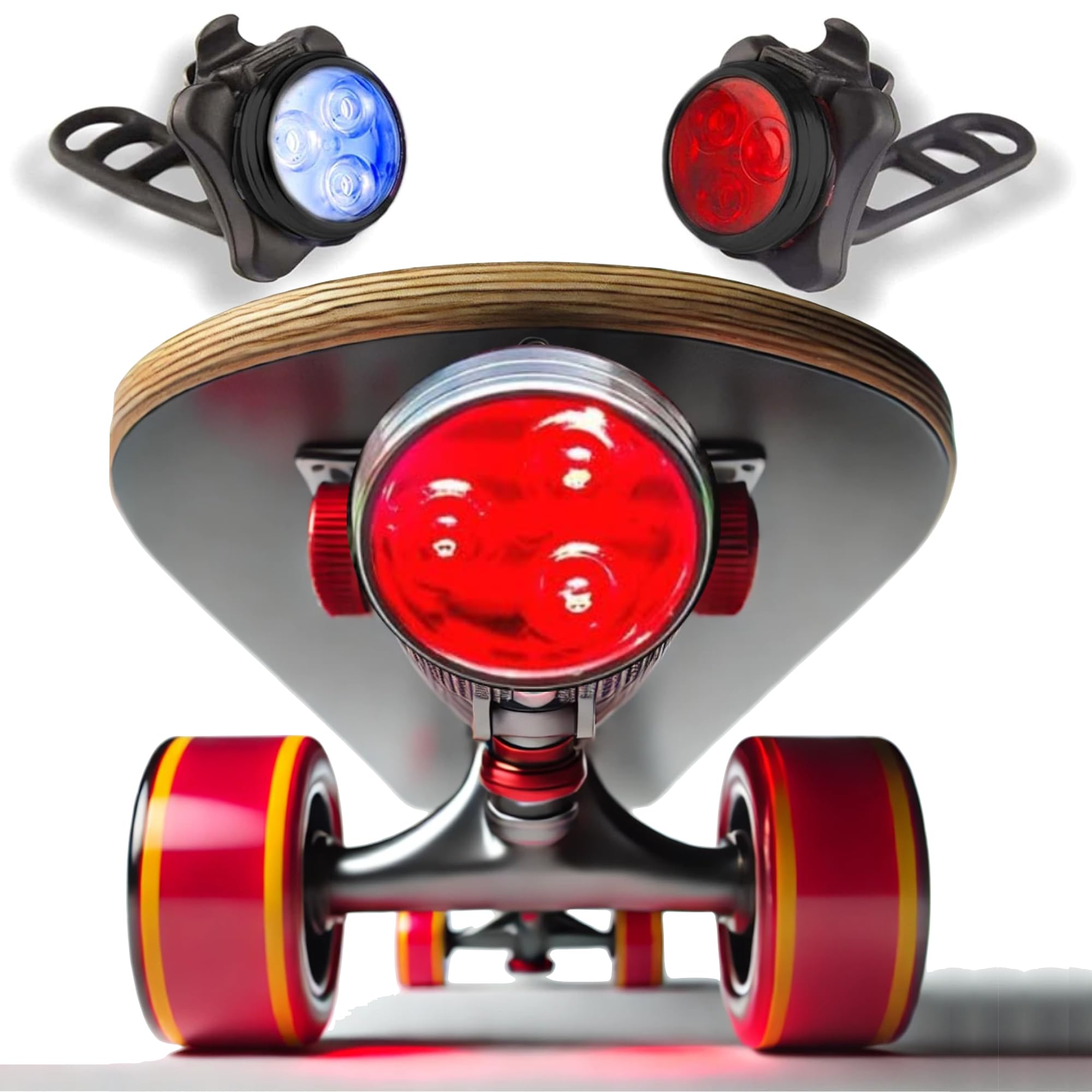 Best LED Skateboard Lights for Night Riding - USB Rechargeable Electric Longboard Light Kit with Front & Back Headlights | Perfect Safety Accessories for Electric Skateboards, Hoverboards & Scooters | Ideal for Commuting, Night Cruising & Urban Adventures
