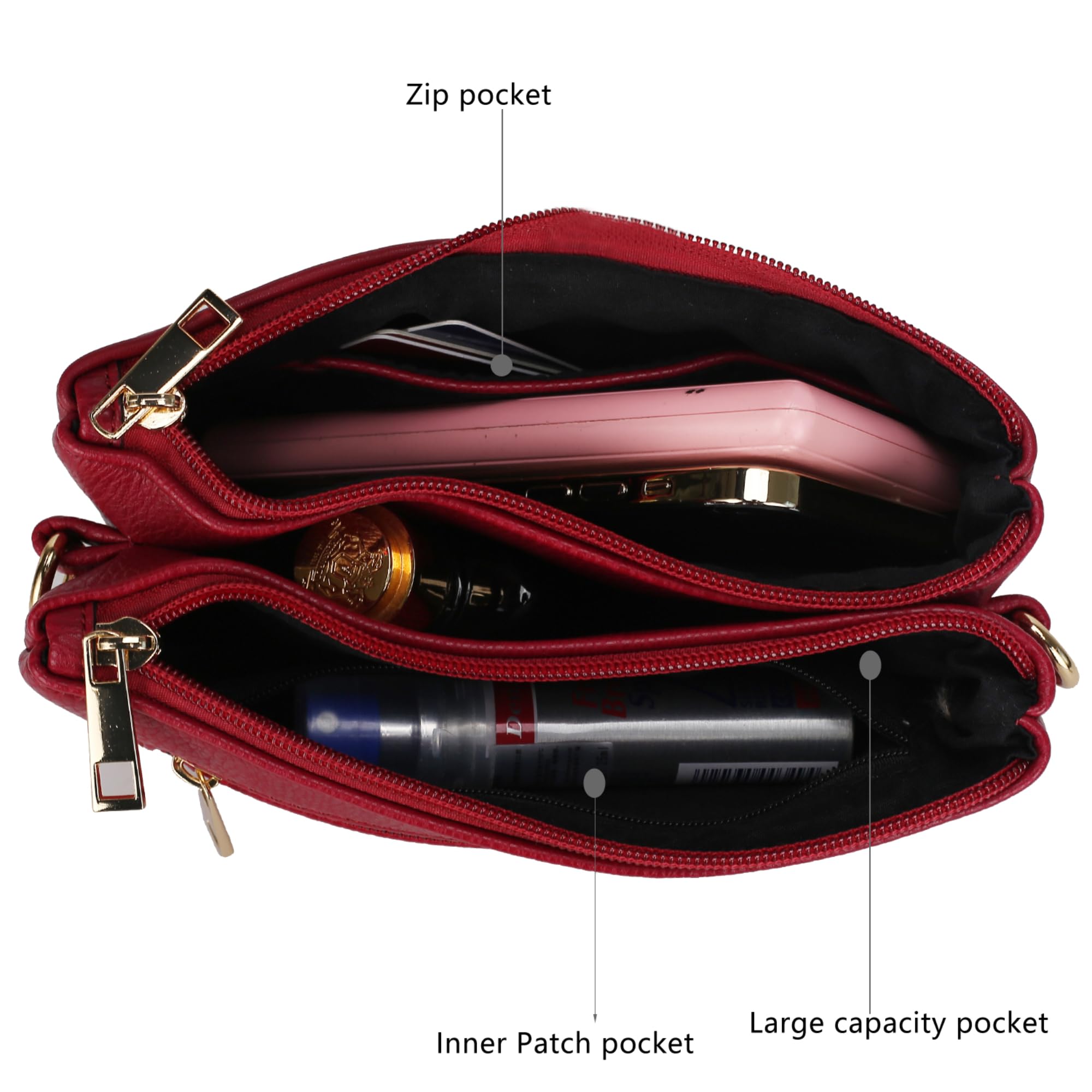 MKF Women's Crossbody Bag - PU Leather Shoulder Purse for Daily Use