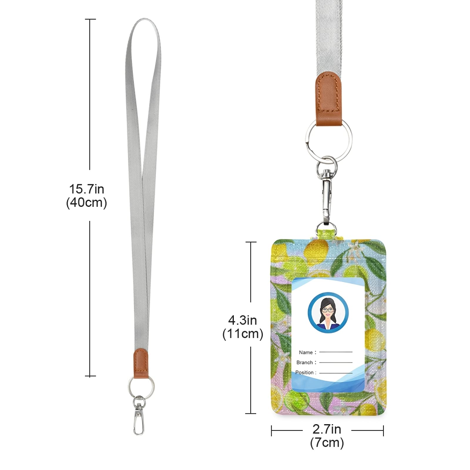 Colorful Lemon ID Badge Holder with Lanyard for Office & School Staff