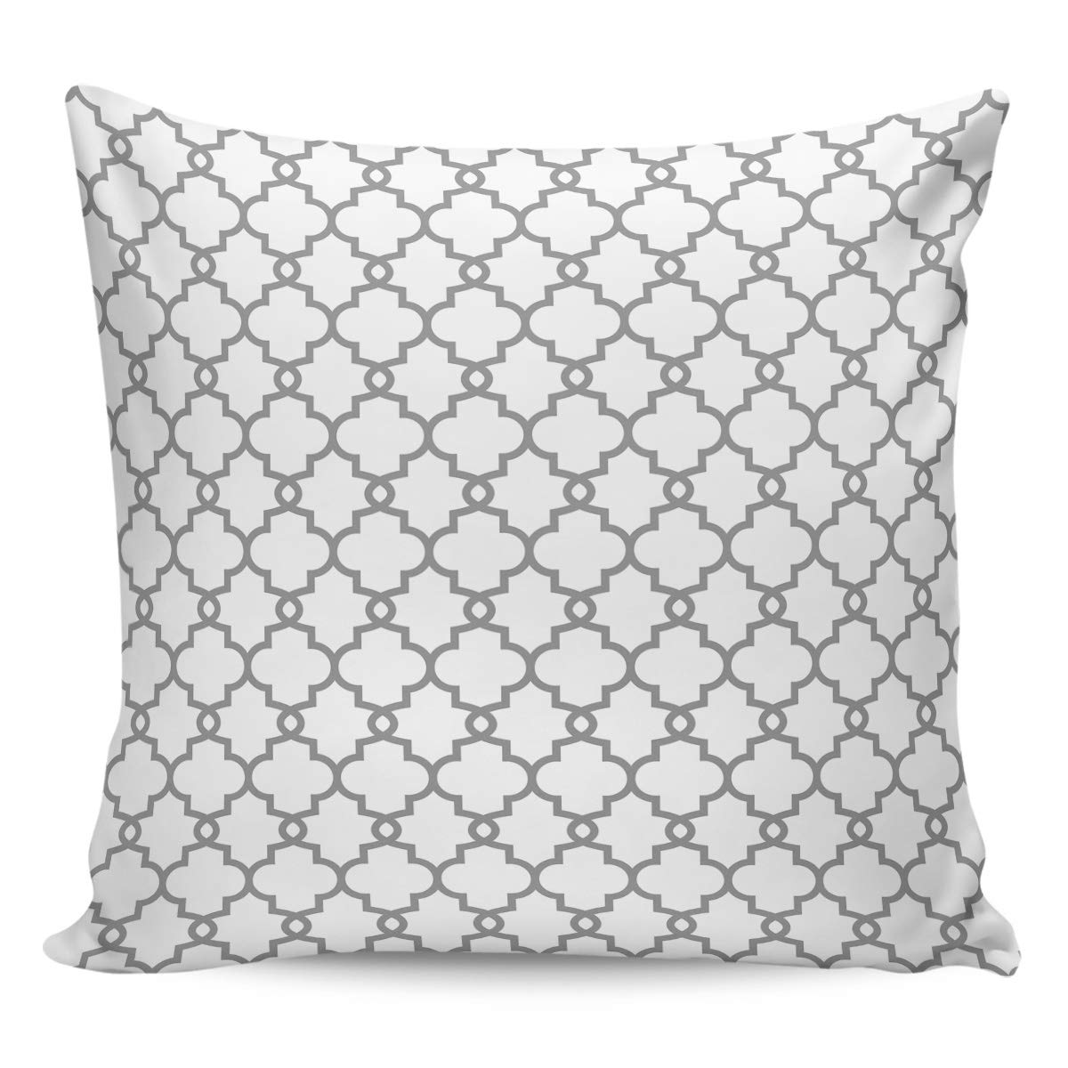 Moroccan Grey Geometric Cotton Linen Throw Pillow Cover 26x26 Inch - Bohemian Style Square Cushion Case for Sofa, Bed, Living Room Decor