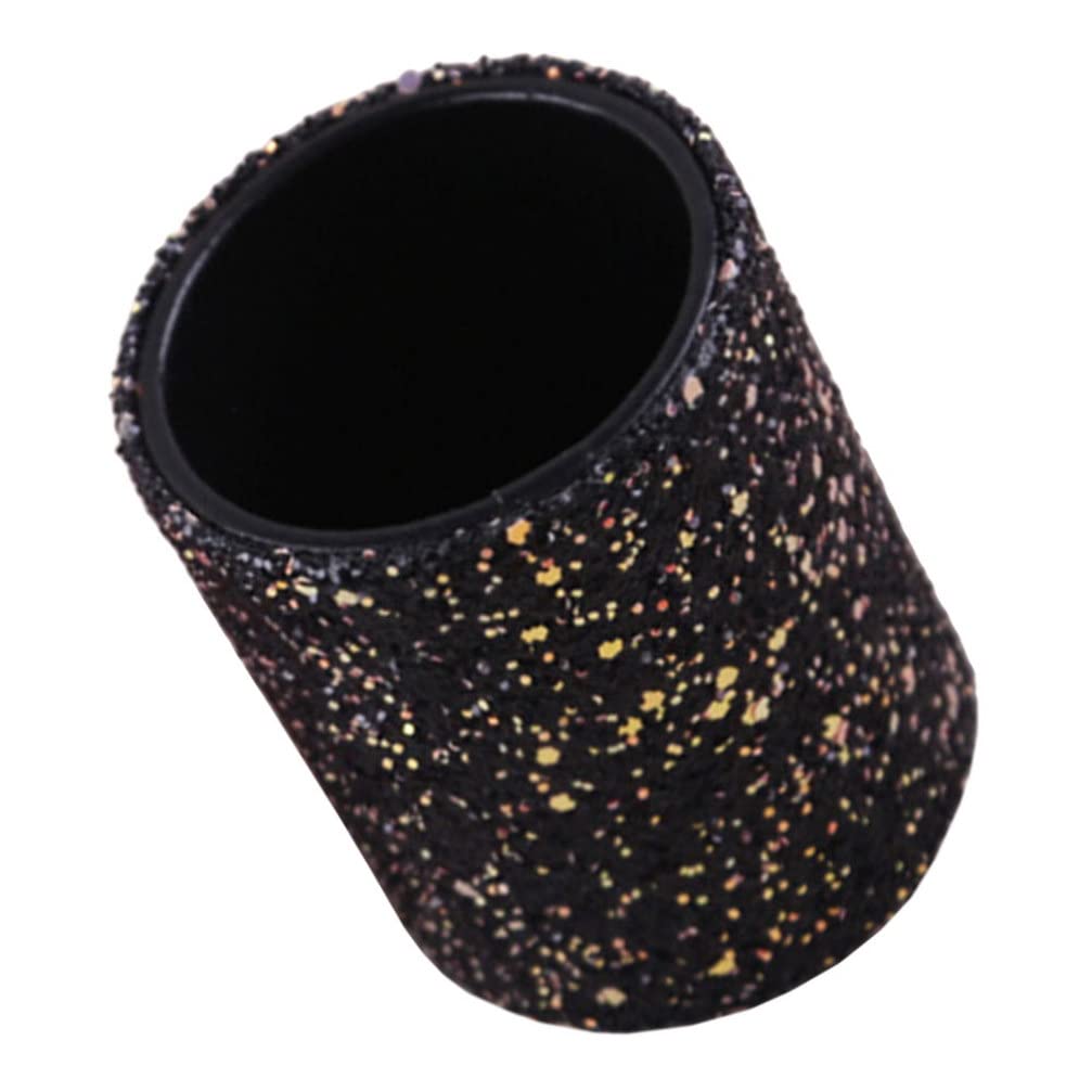 FRCOLOR Glitter Makeup Brush Holder Organizer - PU Sequin Pen & Pencil Cup, Cosmetic Storage Box for Dresser, Vanity & Office Desk (Black) | Perfect for Makeup Brushes, Pens, Cosmetics & Desk Organization