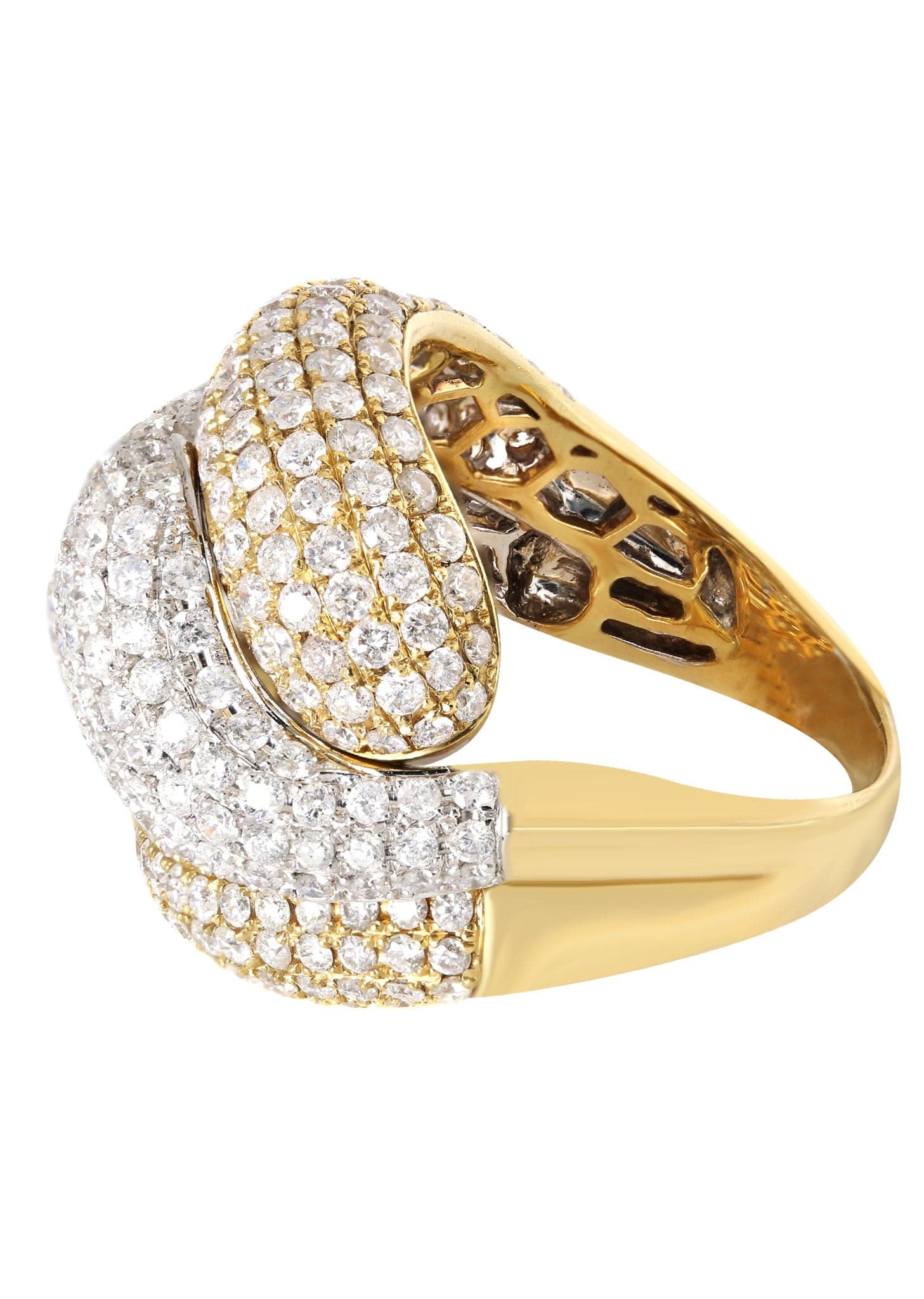 14K White Gold Diamond Cocktail Ring for Women - 5.18 Carat Total Weight, 13.3 Grams - Elegant Party Jewelry for Evening Events, Weddings & Special Occasions