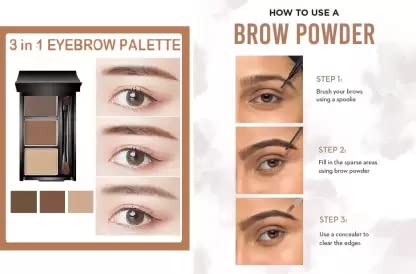 3-in-1 Eyebrow Palette for Women - Waterproof Eyebrow Pencil, Powder & Highlighter Kit - Perfect for Everyday Makeup, Professional Styling & Travel Beauty Essentials