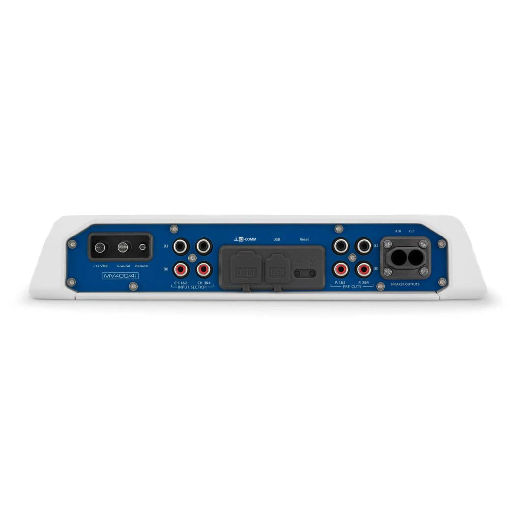 JL Audio MV400/4i MVi Series 400W 4-Channel Marine Amplifier with DSP - Waterproof Boat Audio System for Marine & Off-Road Vehicles