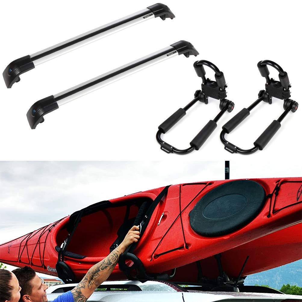 SCITOO Universal J-Bar Kayak Rack - Heavy Duty Roof Rack Cross Bars for Hyundai Santa Fe 2013-2017 - Perfect for Kayak, Canoe & SUP Transport - Outdoor Adventure Gear