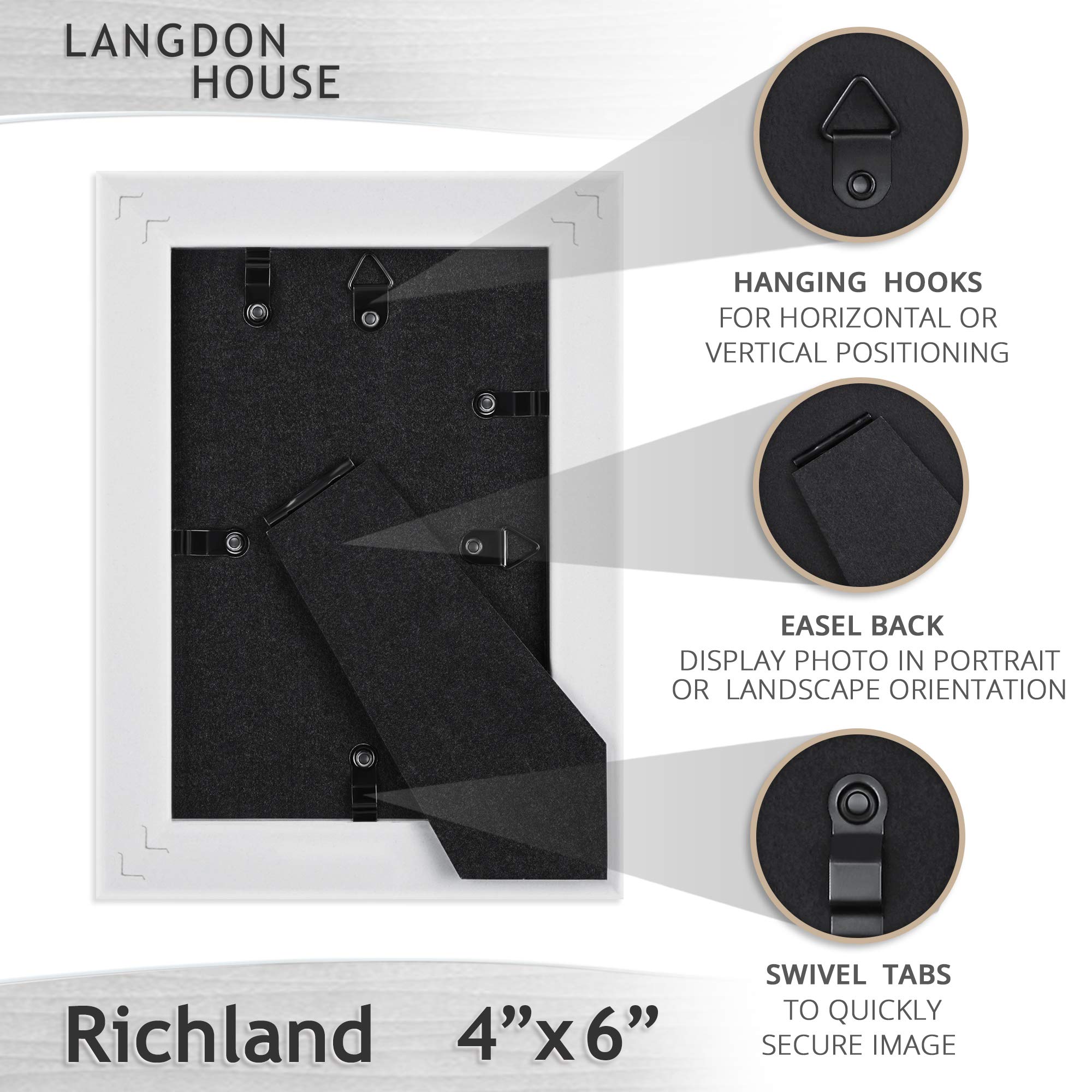 Langdon House 4x6 Picture Frames - Distressed White Farmhouse Style Photo Frames (3 Pack) - Perfect for Wall Gallery, Home Decor & Rustic Wedding Displays