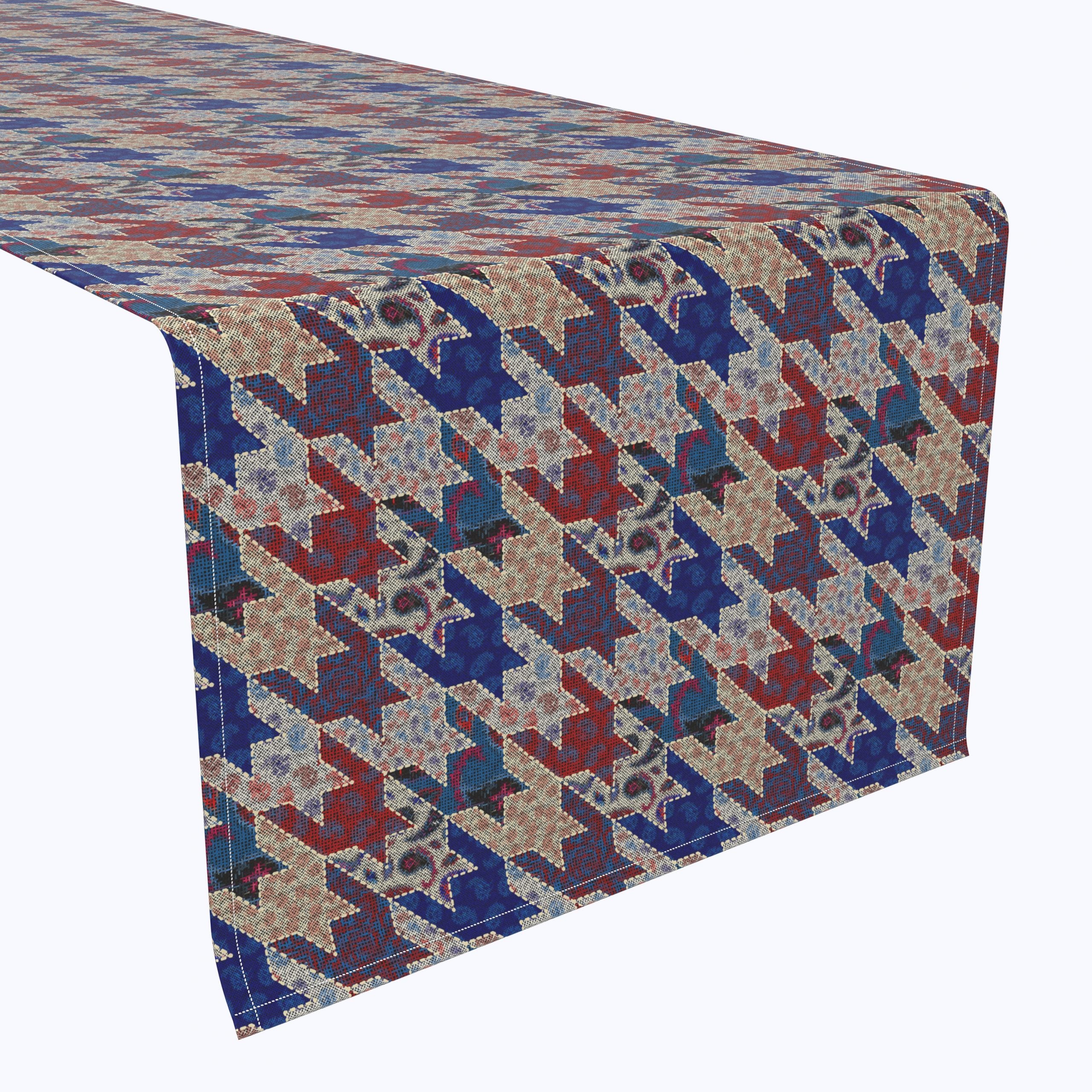 Premium Canvas Texture Houndstooth Table Runner - Elegant Dining Decor for Weddings, Parties & Holiday Tablescapes