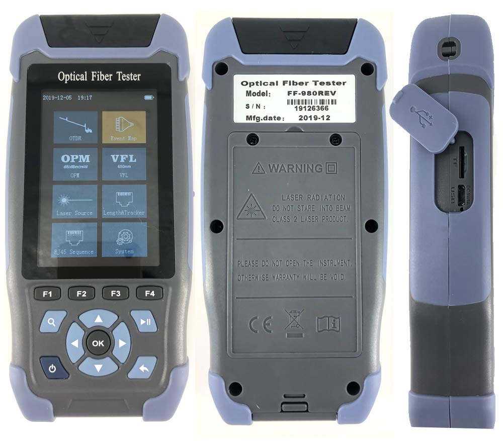 Professional Mini OTDR Fiber Optic Reflectometer - 9-in-1 Function with VFL, OLS, OPM & Event Map | 24dB Range for 64km Fiber Cable & Ethernet Testing | Ideal for Network Installation, Maintenance & Troubleshooting