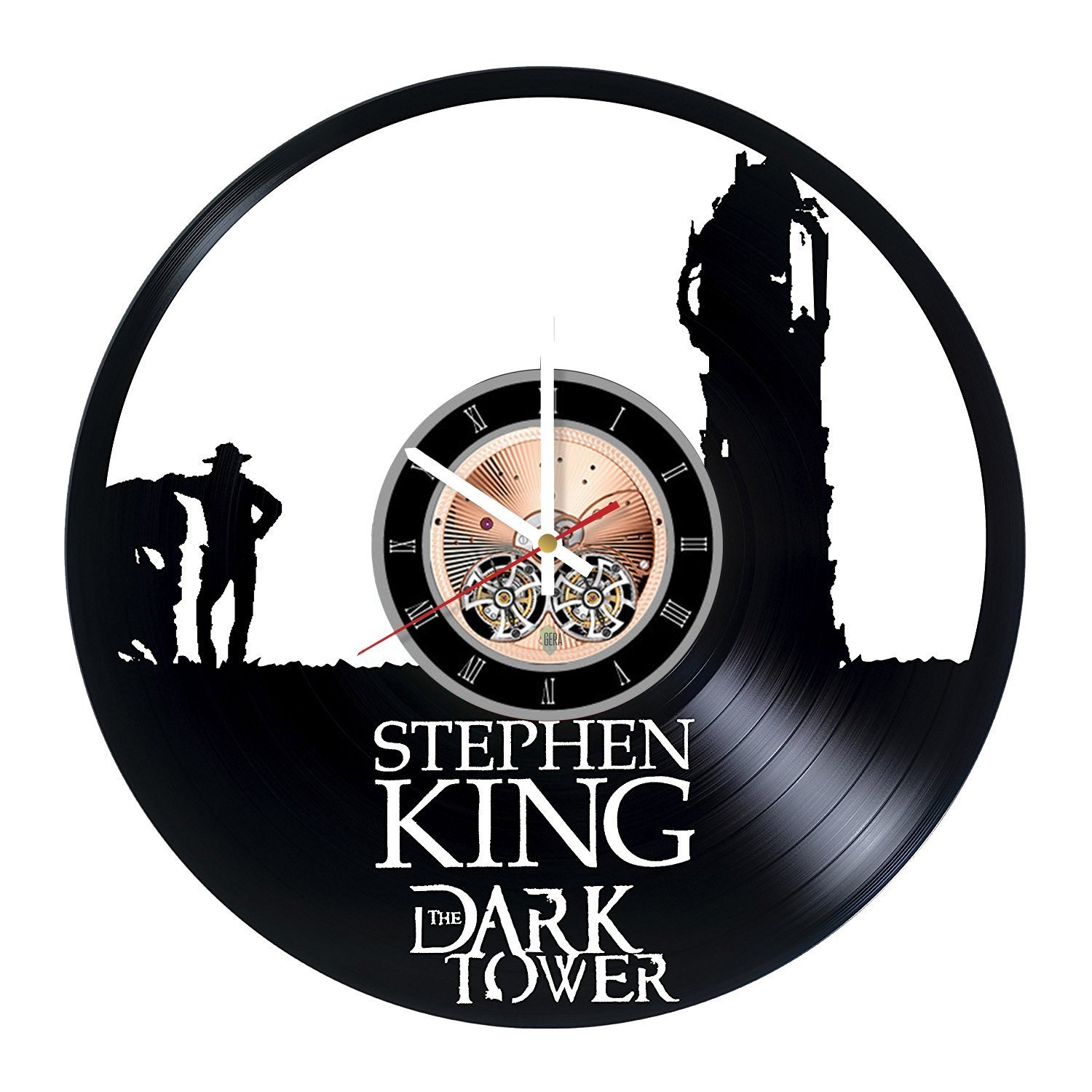 Stephen King Dark Tower Wall Clock - Vintage Vinyl Record Clock - Unique Home Decor Gift for Men & Women - Perfect for Living Room, Bedroom, Office & Fan Cave Decor