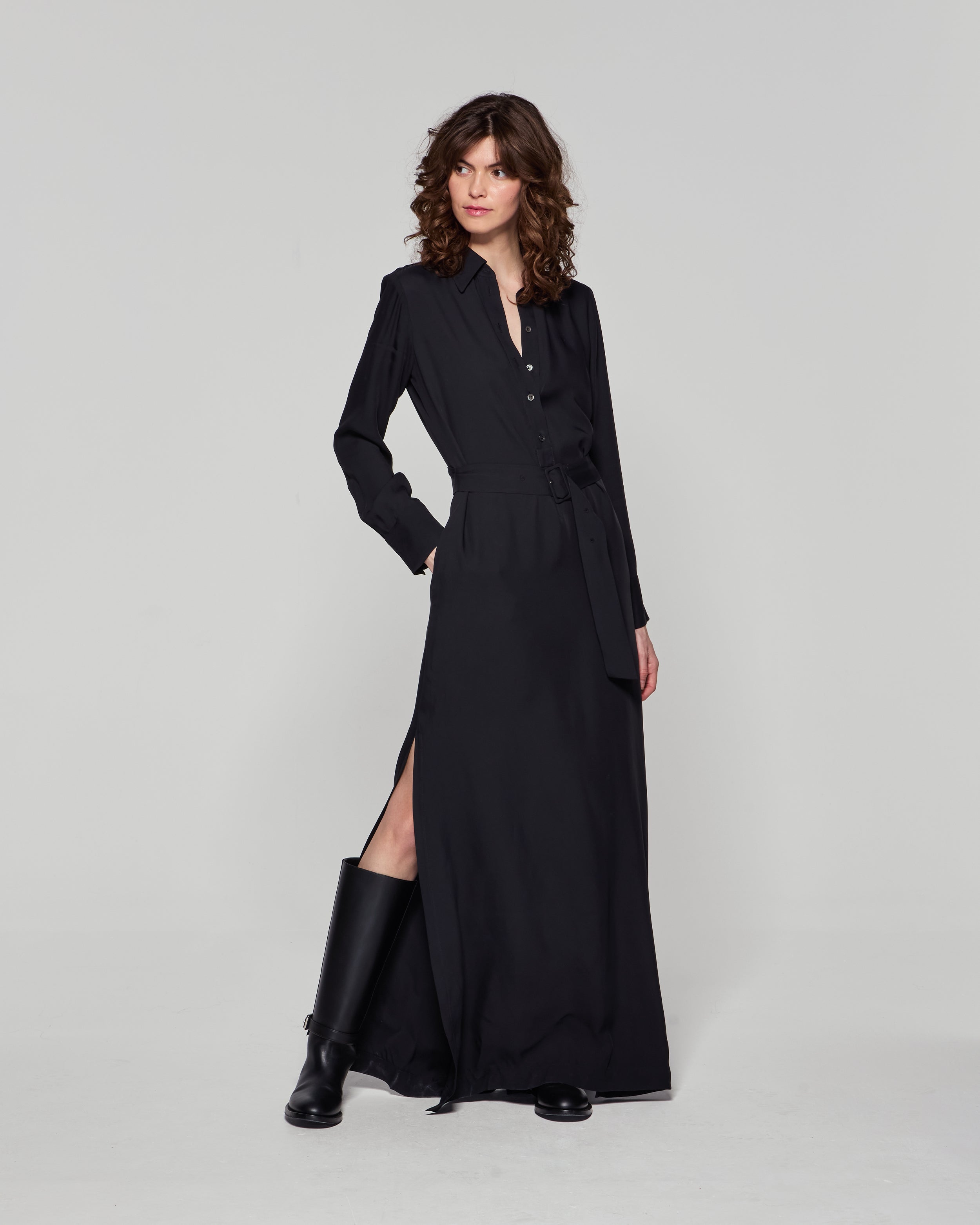 Classic Black Shirt Dress for Women - Stylish & Versatile Office Wear, Casual Outfit & Layering Piece