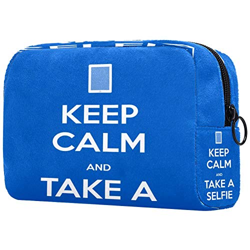Keep Calm and Take a Selfie Cosmetic Bag - Travel Makeup Pouch Organizer for Women & Girls | Portable Toiletry Purse for Vacation, Gym & Daily Use