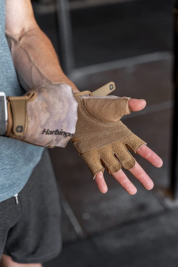 Harbinger Unisex Pro Gloves 2.0 - Weightlifting & Cross Training Gloves for Men & Women - Breathable & Durable Gym Gloves for Weight Lifting, Workout, Fitness Training (Tan)