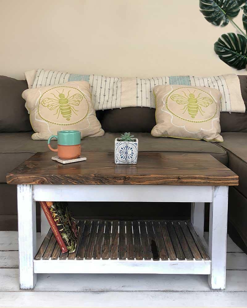 Headhouse Table No. 2: Solid Wood Farmhouse Coffee Table - Early American & Black Finish - Perfect for Living Room, Rustic Home Decor & Cozy Gatherings