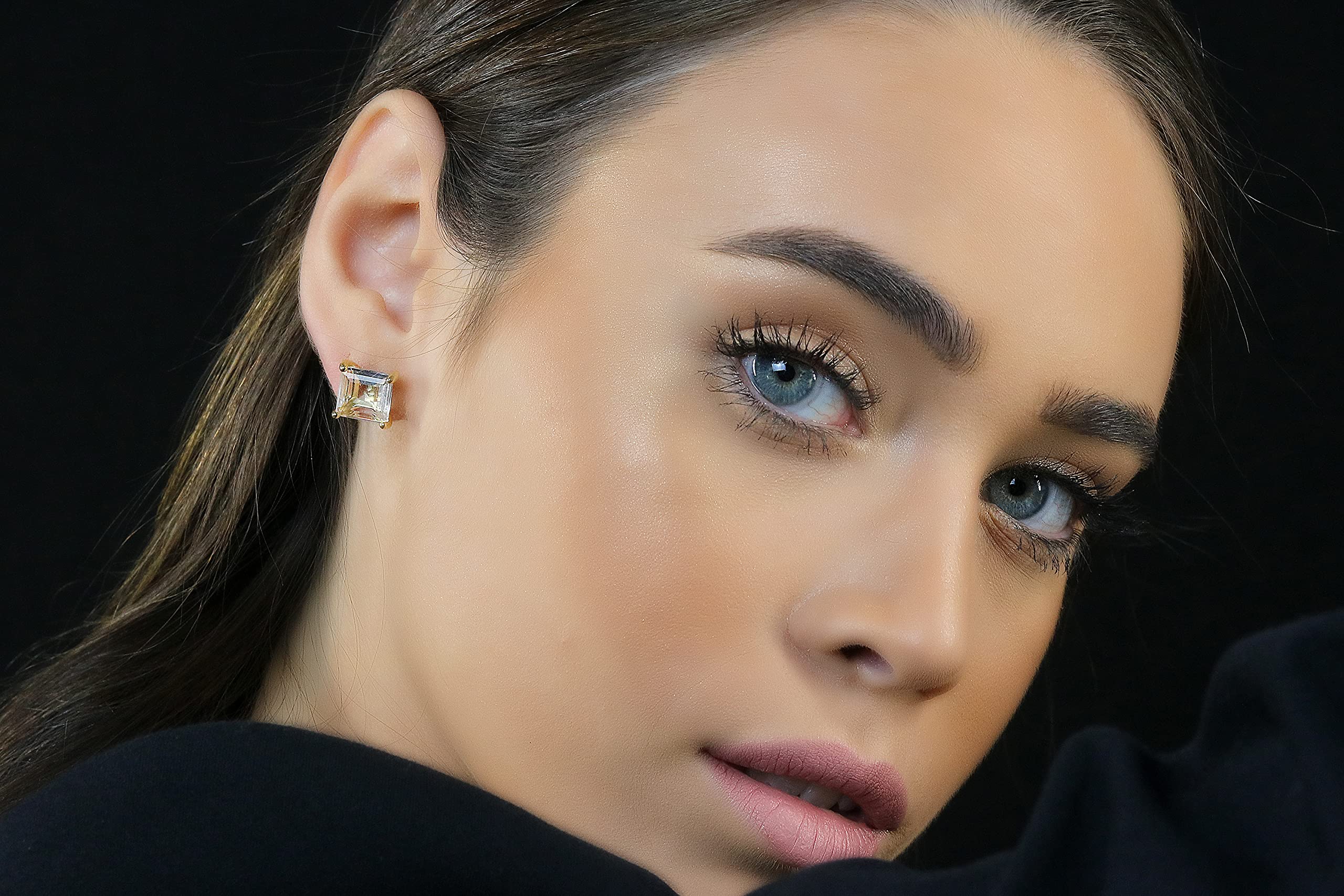 Clear Quartz Gold Stud Earrings for Women - Bridal & Fashion Jewelry