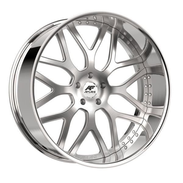 Amani Forged 28x9 Allora Brush Center Chrome Lip 15mm Wheel Rims - Premium Alloy Wheels for Trucks & SUVs | Perfect for Off-Roading & Custom Car Upgrades