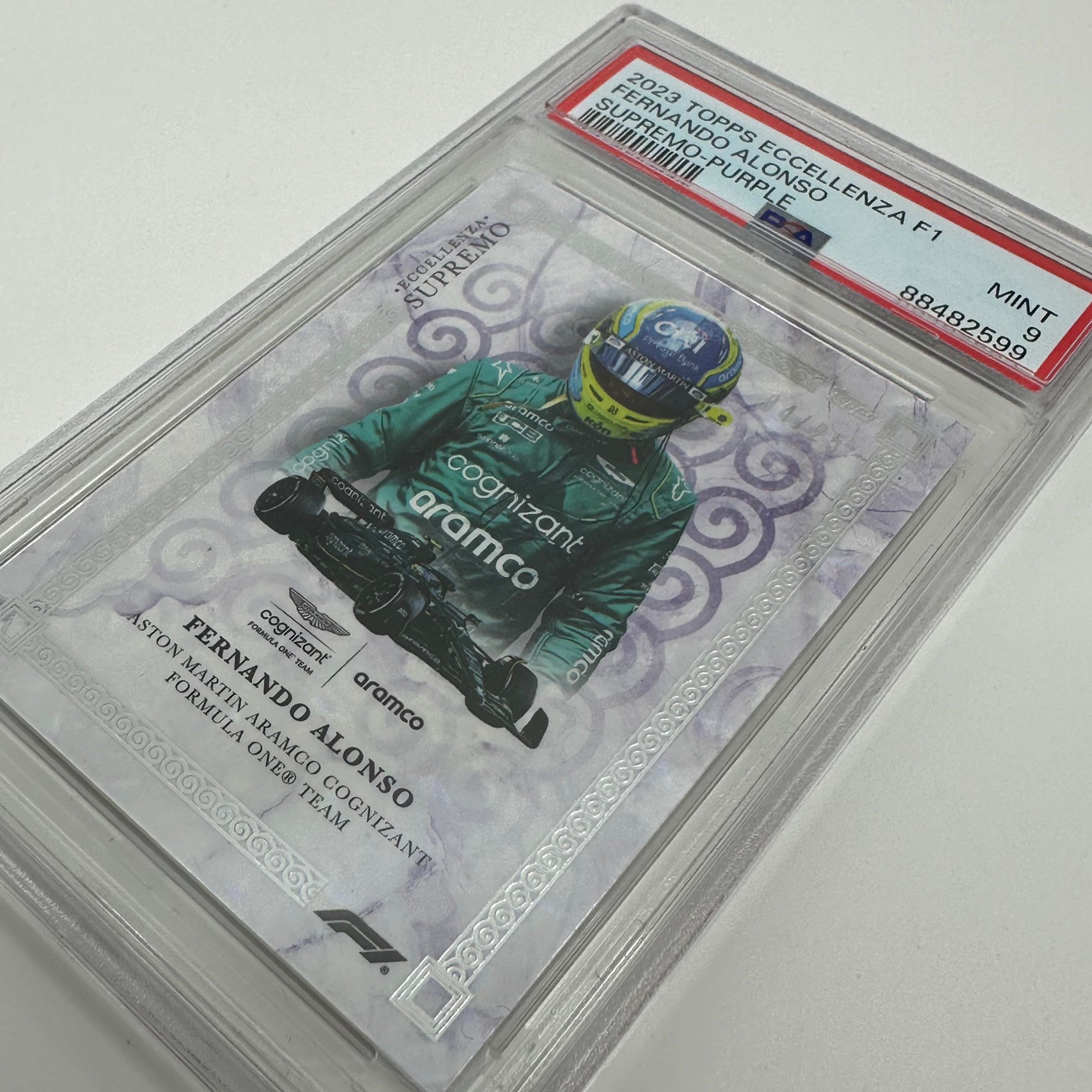 2023 Fernando Alonso Eccellenza Supremo PSA 9 Purple 04/25 - Rare Trading Card for Collectors & Sports Memorabilia Fans - Perfect for Display, Investment & Card Games
