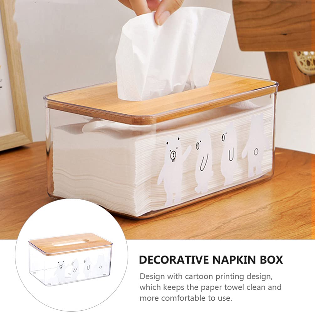 Hemoton Wooden Tissue Holder Box - 1pc Desktop Napkin & Paper Towel Storage Organizer for Bathroom, Kitchen, Office - Nordic Style Home Decor with Pump Dispenser - Perfect for Toilet Paper, Hand Towels & Pet Tissue Storage
