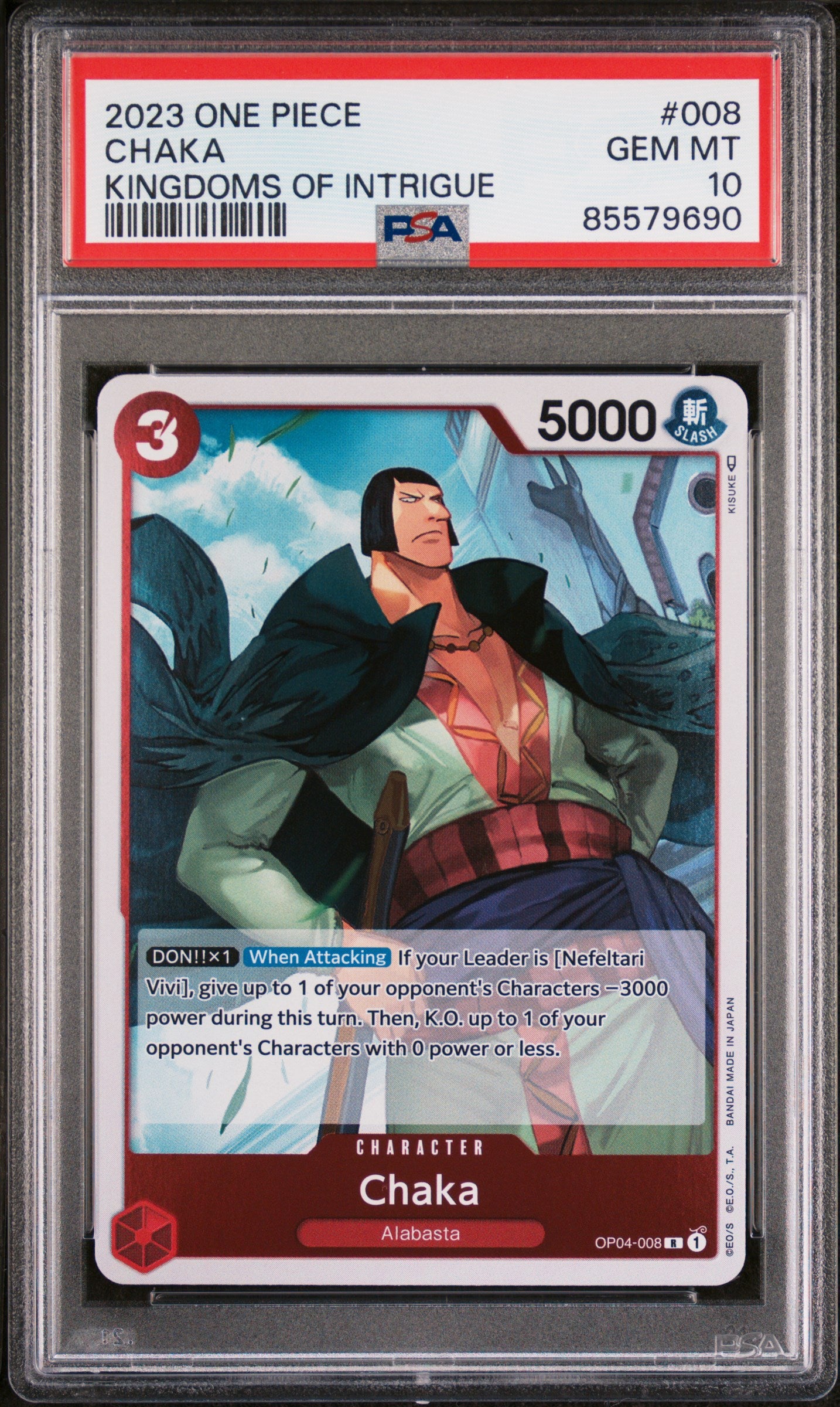 2023 One Piece Kingdoms of Intrigue Chaka #8 PSA GEM MT 10 - Rare Anime Trading Card for Collectors & Battles