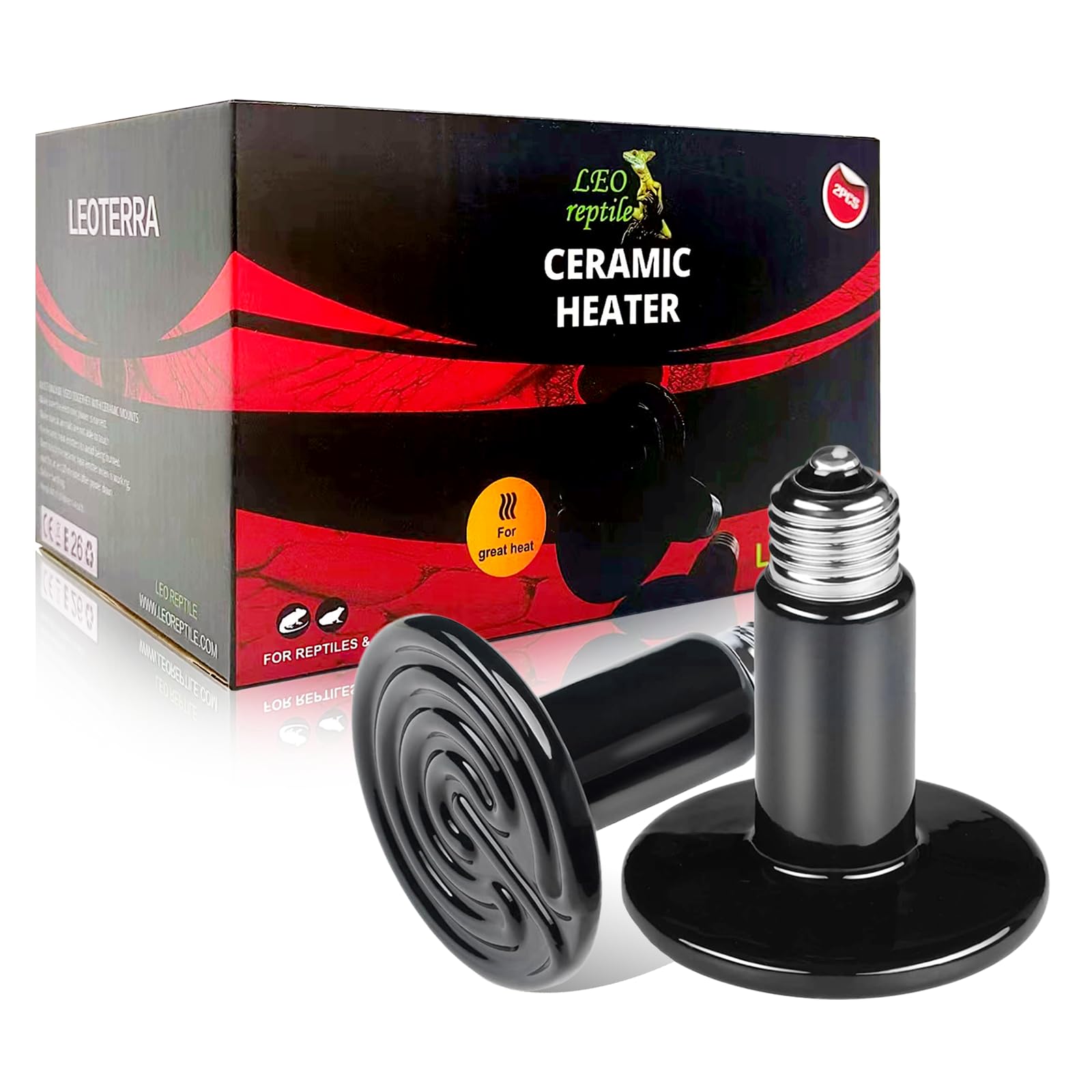 2PCS 50W Ceramic Heat Emitter Bulbs - Infrared Heat Lamp for Reptile Tanks, Hedgehogs, Chicken Coops, Dog Houses & Cat Use - Durable No-Light Heating Solution for Pets - Perfect for Terrariums, Brooders & Winter Pet Care