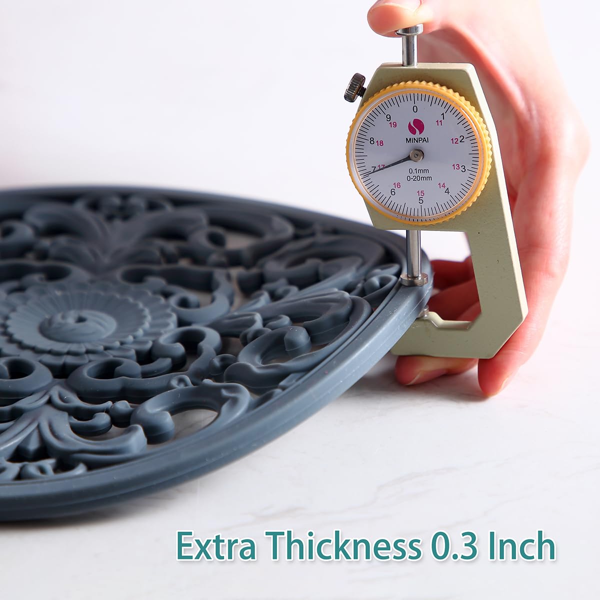 Premium Extra Thick Silicone Trivet Mats (Set of 3) - Heat Resistant Hot Pot Holders for Kitchen Countertops & Dining Tables - Non-Slip Hot Pad Protectors for Dishes, Pans & Cookware - Stylish Teal Kitchen Decor Accessories - Perfect for Baking, Serving & Everyday Cooking Protection