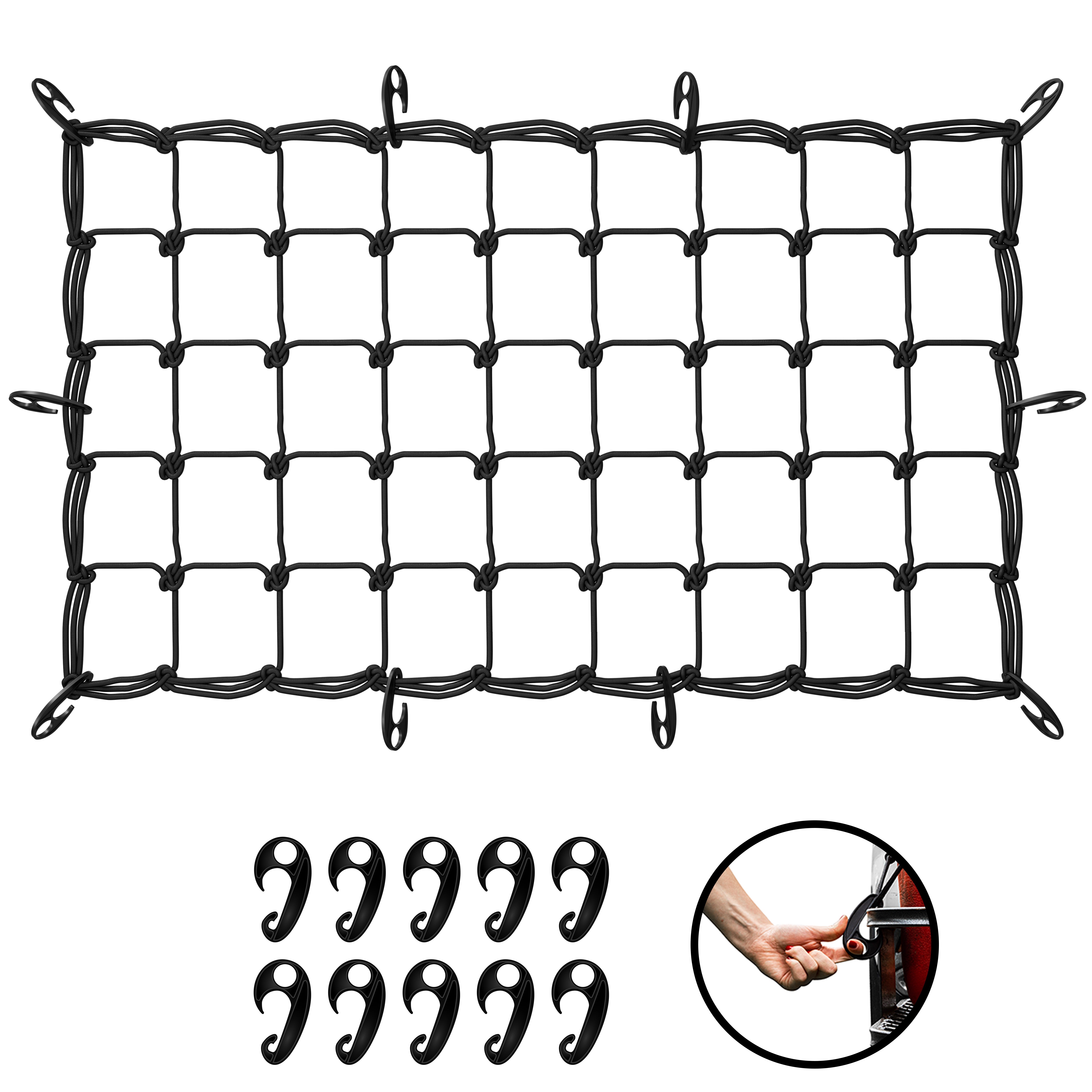Heavy Duty Cargo Bungee Nets - Extra Strong Elastic Truck Bed Net for Securing Loads - Perfect for Pickup Trucks, ATVs, and Motorcycle Cargo