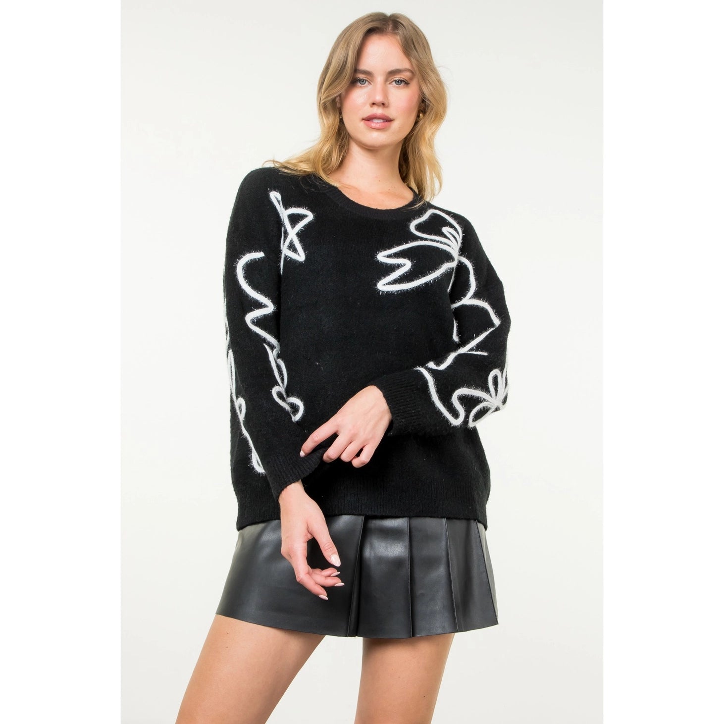 Embroidered Sweater Women's Casual Knit Pullover - On Sale $47.20 - Perfect for Fall Fashion, Office Wear & Cozy Outfits