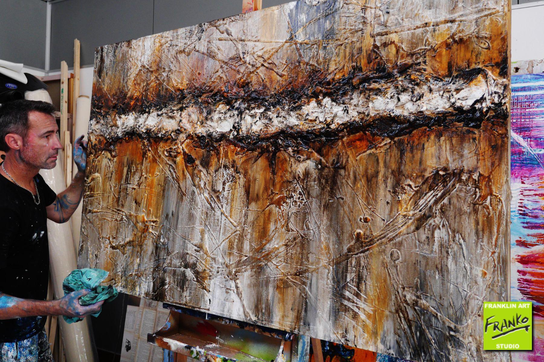 Burra Burra 160x100cm Brown White Grey Textured Abstract Canvas Art - Modern Wall Decor for Living Room, Bedroom & Office