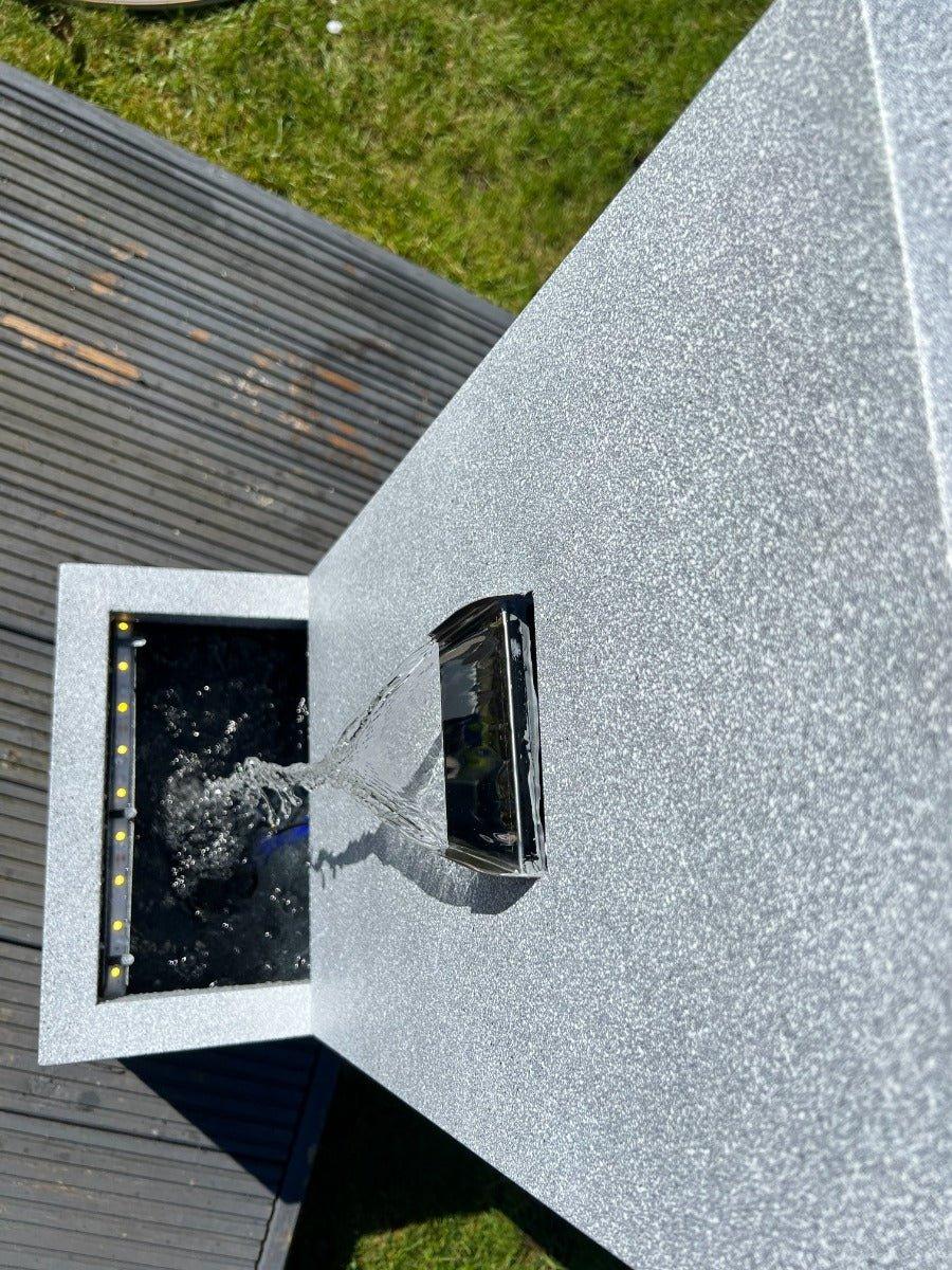 Large Solar-Powered Wall Blade Shower Water Feature with LED Lights - 36.5x27x96cm Outdoor Garden Fountain for Patio, Yard, and Poolside Decor