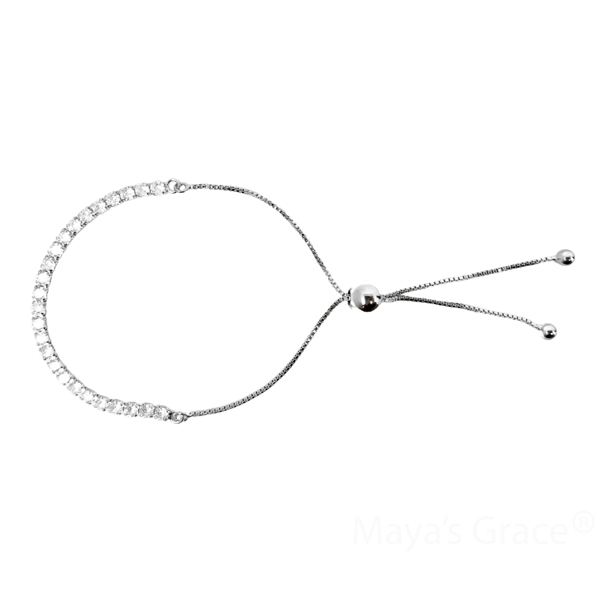 Maya's Grace Adjustable Diamond Tennis Bracelet for Women - 14K Gold, Sterling Silver & Rose Gold Plated Elegant Jewelry Gift for Anniversary, Birthday & Special Occasions