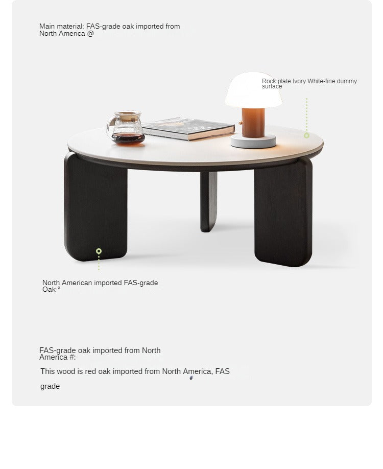 Solid Oak Wood Coffee Table with Slate Black Finish - Perfect for Living Room, Lounge, and Modern Home Decor