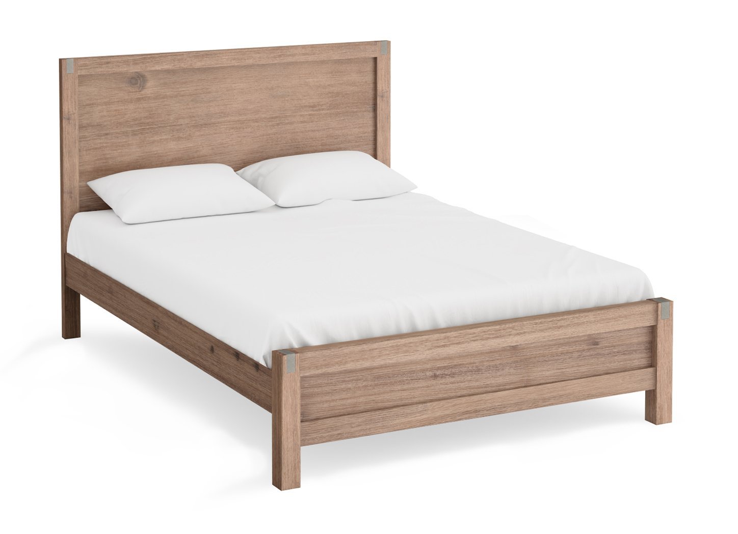 Luxe Nowra Queen Size Solid Wood Veneered Acacia Bed Frame with Oak Finish - Elegant & Durable Bedroom Furniture for Modern Home Decor