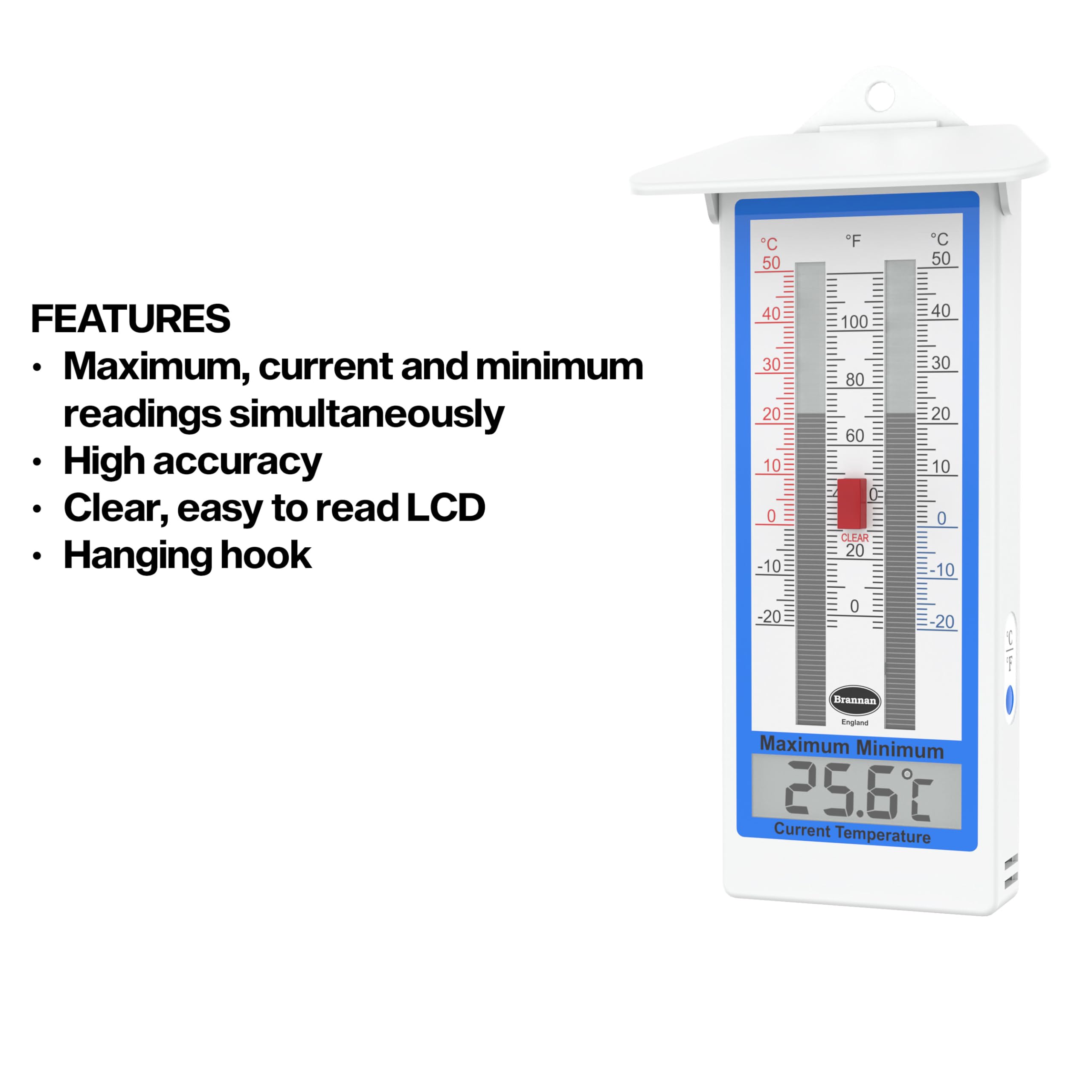 Digital Greenhouse Thermometer - Indoor/Outdoor Max Min Temperature Monitor for Gardens & Greenhouses | Perfect for Plant Care, Hydroponics & Home Gardening
