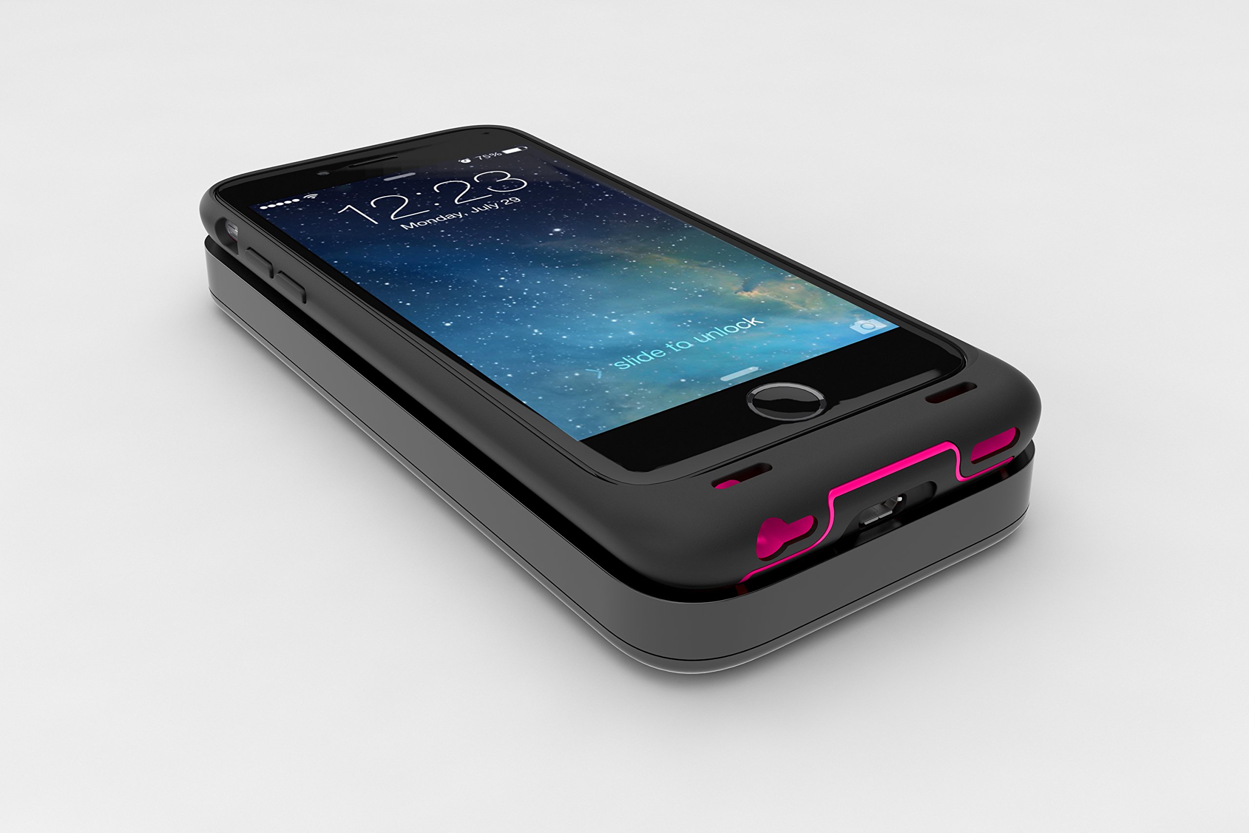 Wireless Charging iPhone 6/6s Case with Charge Pad - Dog & Bone Backbone Starter Pack (Black & Pink) | Perfect for Home, Office & Travel Use