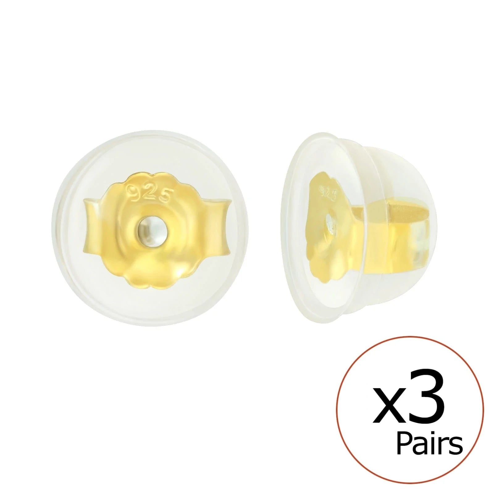 3 Pairs Silicone Coated Silver & Gold Butterfly Earring Backs for Stud Earrings - Secure & Comfortable Earring Stoppers for Daily Wear, Parties & Special Occasions