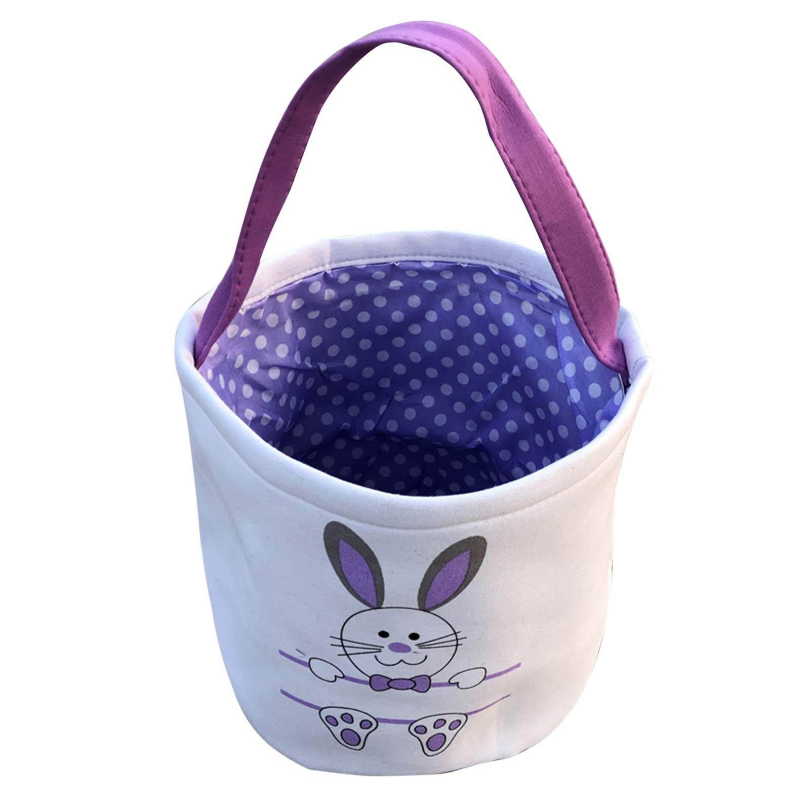 Easter Bunny Printed Canvas Holiday Basket - Large Rabbit Carry Gift Bag for Candy Storage & Home Organization (Purple, One Size) - Perfect for Easter Egg Hunts, Party Favors & Home Decor