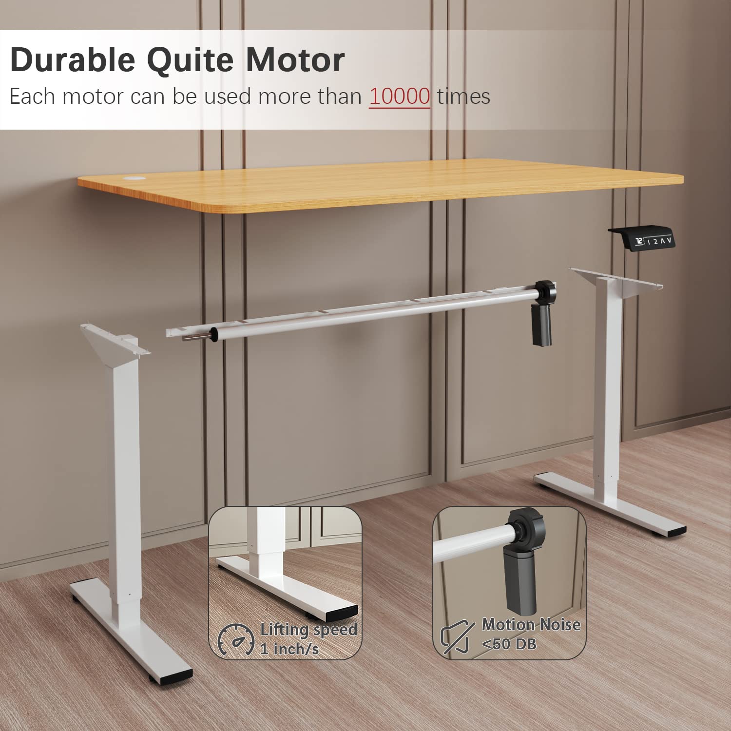 Furmax Electric Height Adjustable Standing Desk 55 x 24 Inches - Sit Stand Home Office Computer Desk with Memory Preset & T-Shaped Metal Bracket (Wood Finish) - Perfect for Remote Work, Gaming & Study Spaces