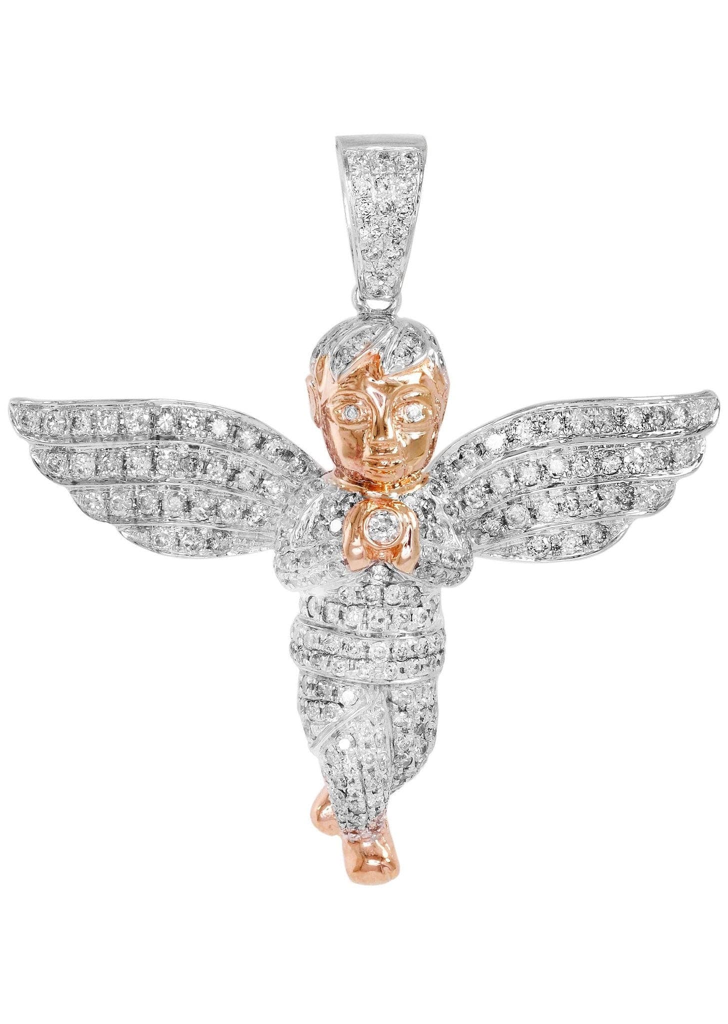 Diamond Angel Pendant Necklace - 16.86g Solid Gold with 2.63 Carat Genuine Diamonds | Elegant Jewelry Gift for Women | Perfect for Weddings, Anniversaries & Special Occasions