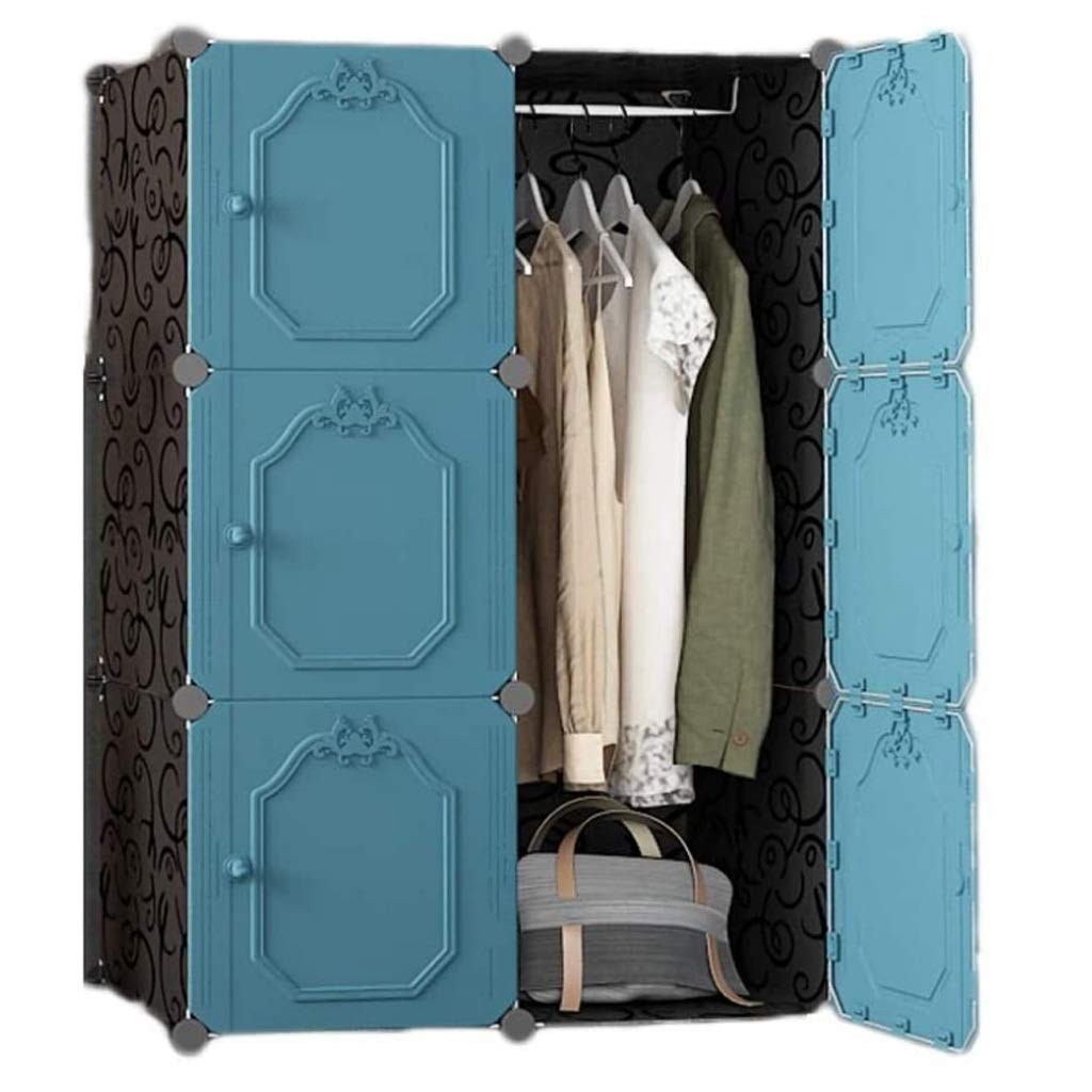 Portable Wardrobe Closet - Large Capacity Hanging Storage Cabinet for Clothes | Space Saving Modern Home Organization | Perfect for Bedrooms, Dorms & Small Apartments (Blue)