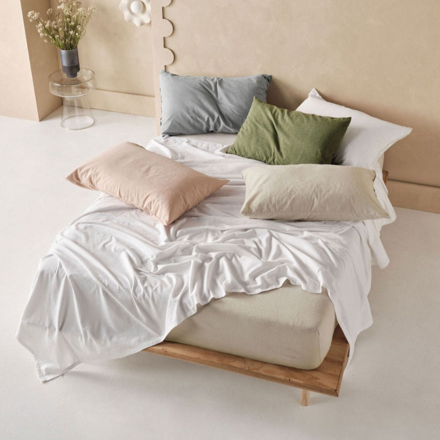 Premium Flannelette Plain White Sheet Set by LINEN HOUSE - Soft & Breathable Bedding for Cozy Winter Nights - Perfect for Master Bedroom, Guest Room & Dorm