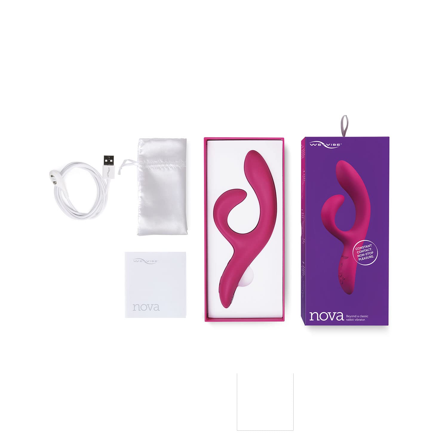 We-Vibe Nova 2 Dual Rabbit Vibrator for Women - 10 Vibration Modes, App & Remote Control - G Spot & Clitoral Stimulator - Couples Sex Toy for Enhanced Intimacy & Solo Play (Pink) | Perfect for Date Nights, Long Distance Relationships & Self-Care Moments