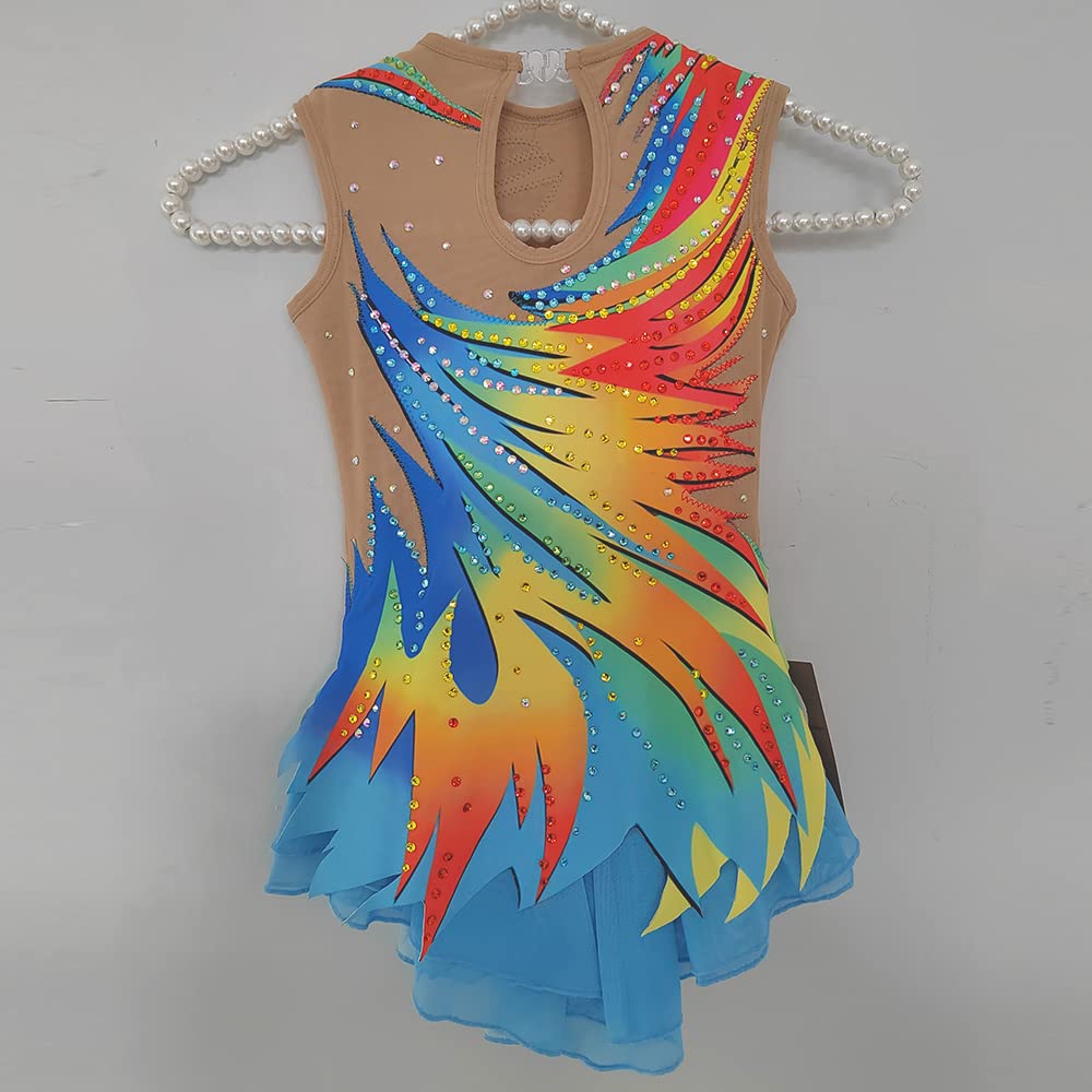 LIUHUO Blue Gauze Figure Skating Dress for Girls - Competition & Performance Costume - Perfect for Ice Shows, Recitals, and Dance Events