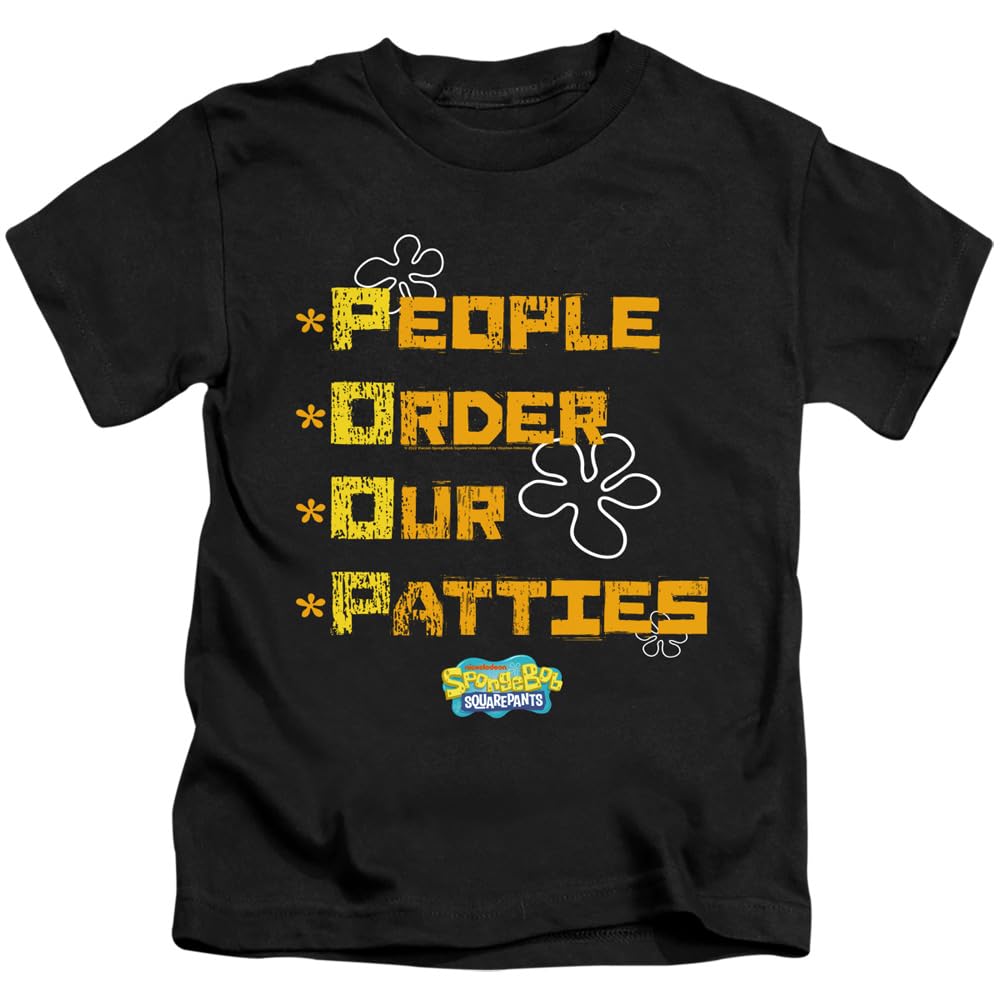 SpongeBob SquarePants 'People Order Our Patties' Graphic T-Shirt for Kids & Teens | Unisex Youth Cartoon Tee | Perfect for Birthday Gifts, Cosplay & Casual Wear