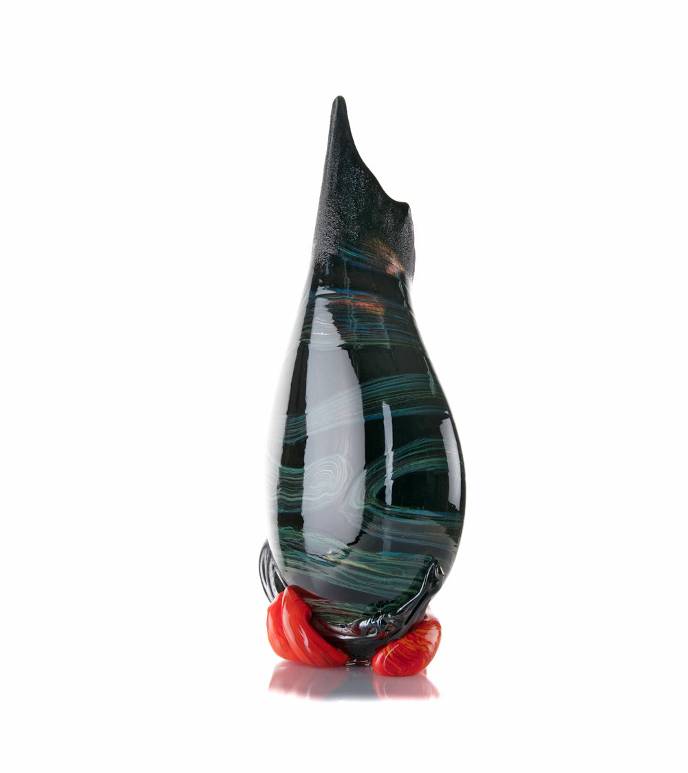 Daniel Moe Black Lava Trail 1 Glass Vessel - Modern Home Decor, Unique Centerpiece for Dining Table, Living Room, or Office