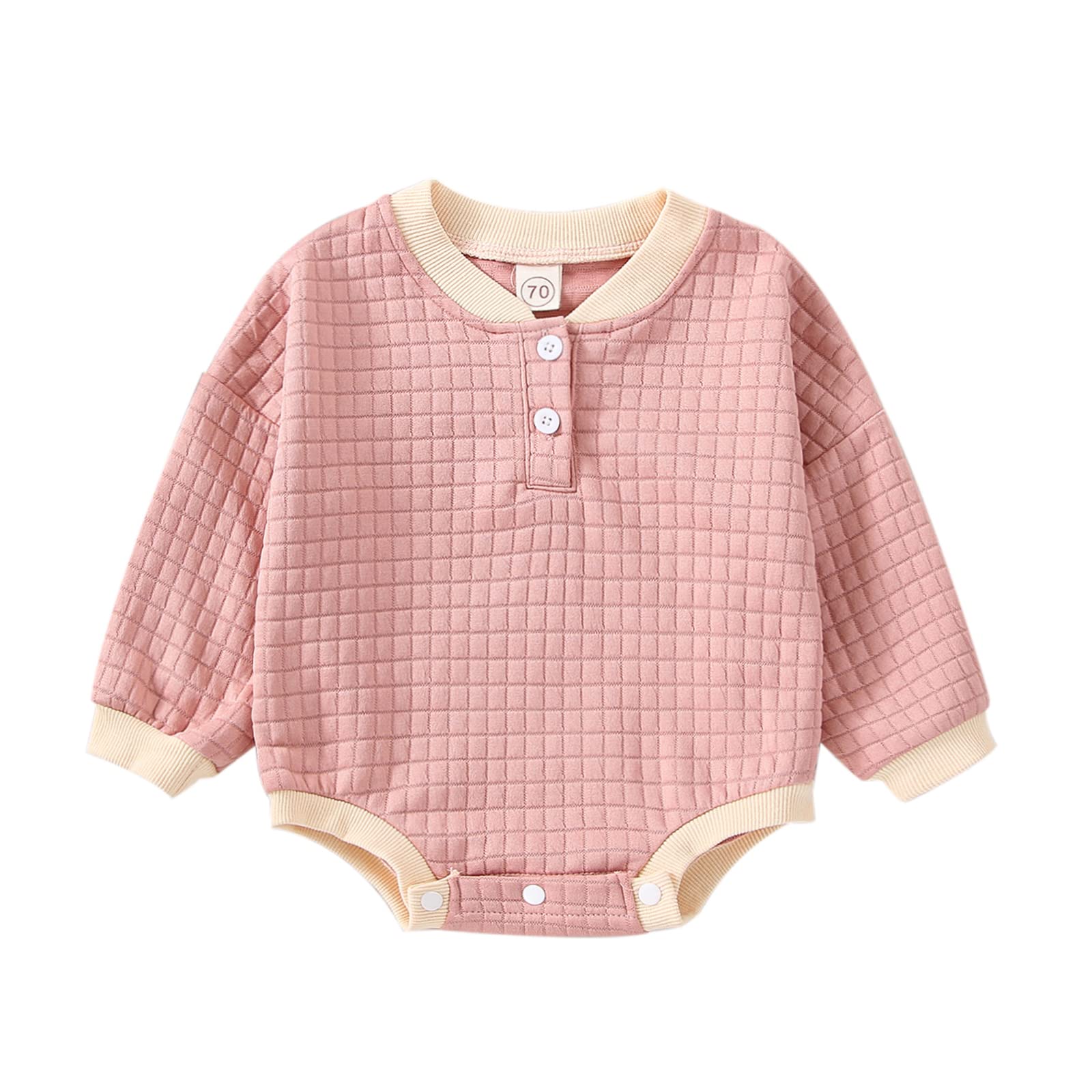 Emmababy Baby Boy & Girl Long Sleeve Romper - Soft Waffle Knit Jumpsuit with Button Front, Oversized Sweater Style for Infants | Perfect for Fall Outfits, Playdates & Family Photos