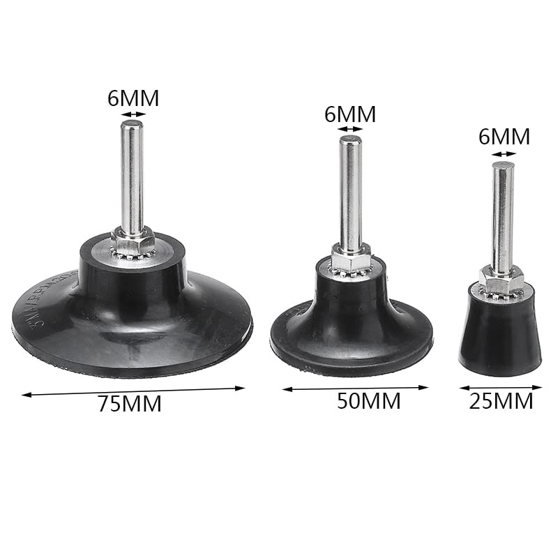 3Pcs 25/50/75mm Backing Pad with 6mm Shank - Sanding Disc Holder for Rotary Tools, Grinders & Roll Lock Pads - Perfect for Woodworking, Metal Polishing & DIY Projects