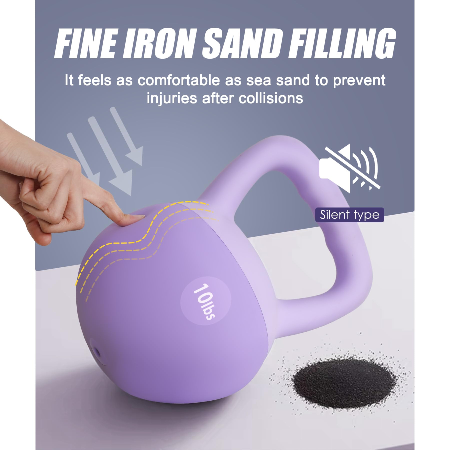 SogesPower Soft Kettlebells - Iron Sand Filled Exercise Weights for Strength Training, Shock-Proof Design with Wide-Grip Handle - Home Gym Fitness Equipment for Women, Men & Kids - Perfect for HIIT, CrossFit & Home Workouts - Purple